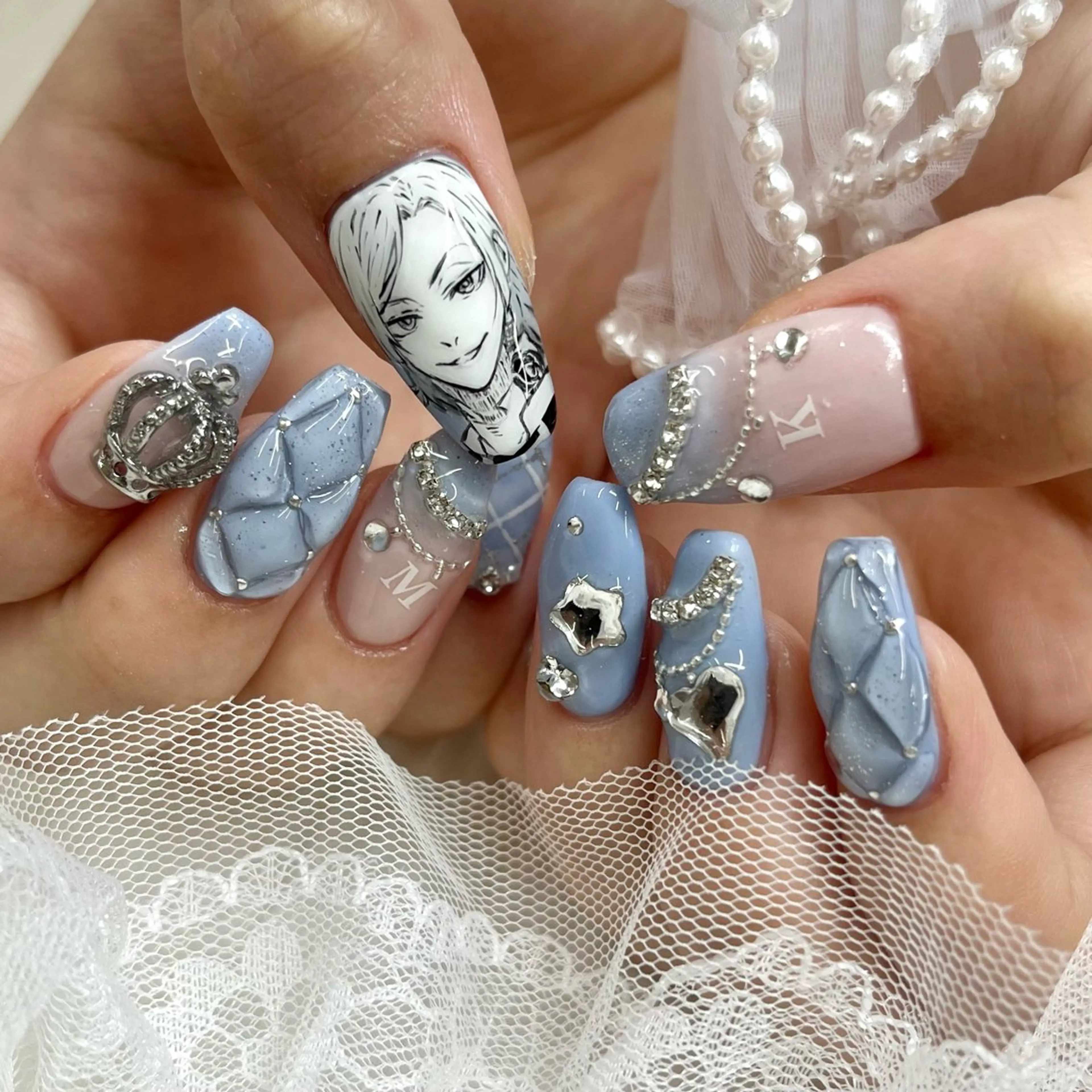 クラウン¥550 チェーン¥330 ハート・星¥330｜池袋痛ネイル Nok. 渡辺の