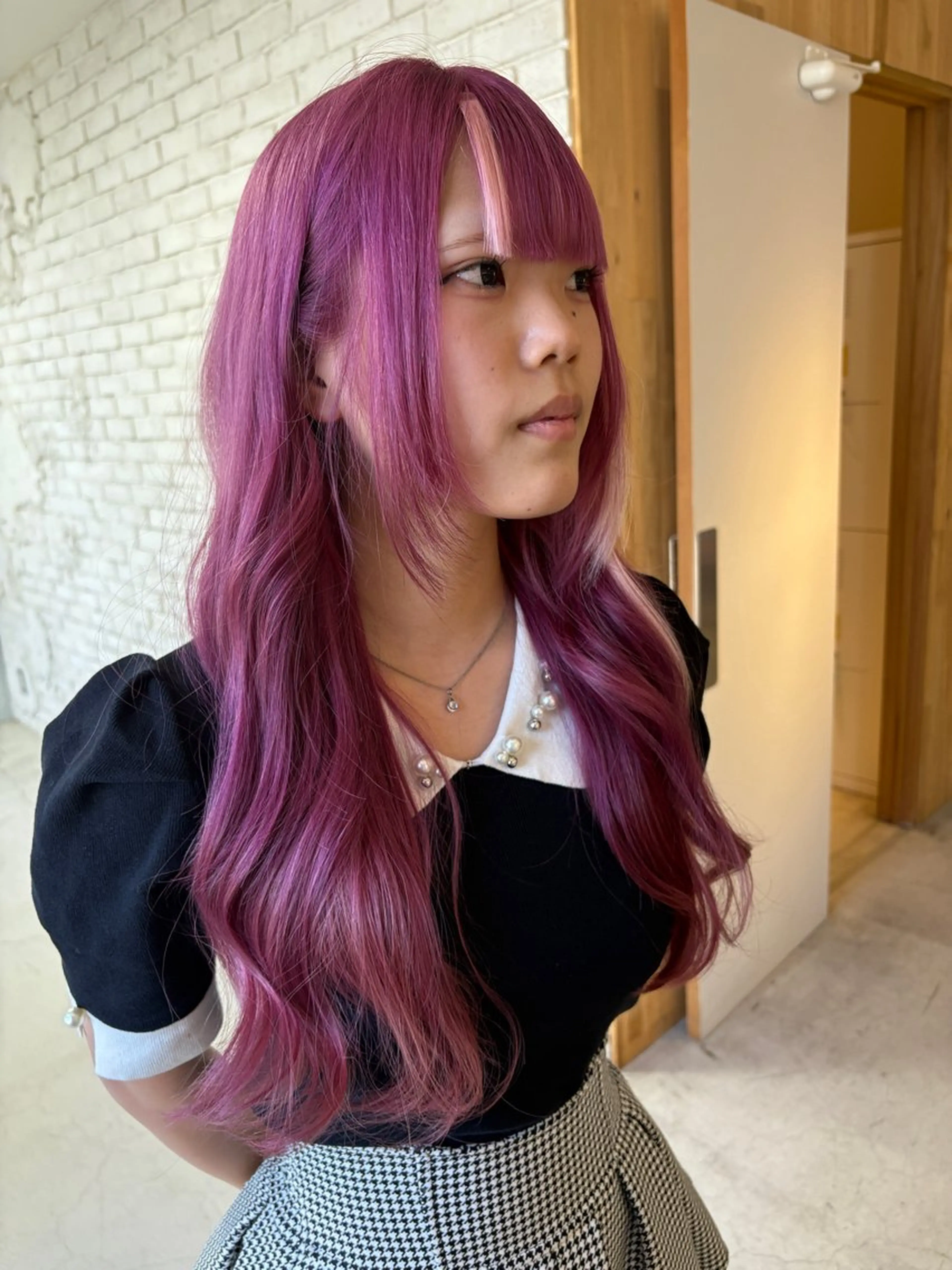 セミロング カラー ブリーチ ケアブリーチ ダブルカラー ブリーチなしカラー エクステ ヘアカラー nameless髪質 改善ブリーチ心斎橋のヘアスタイル