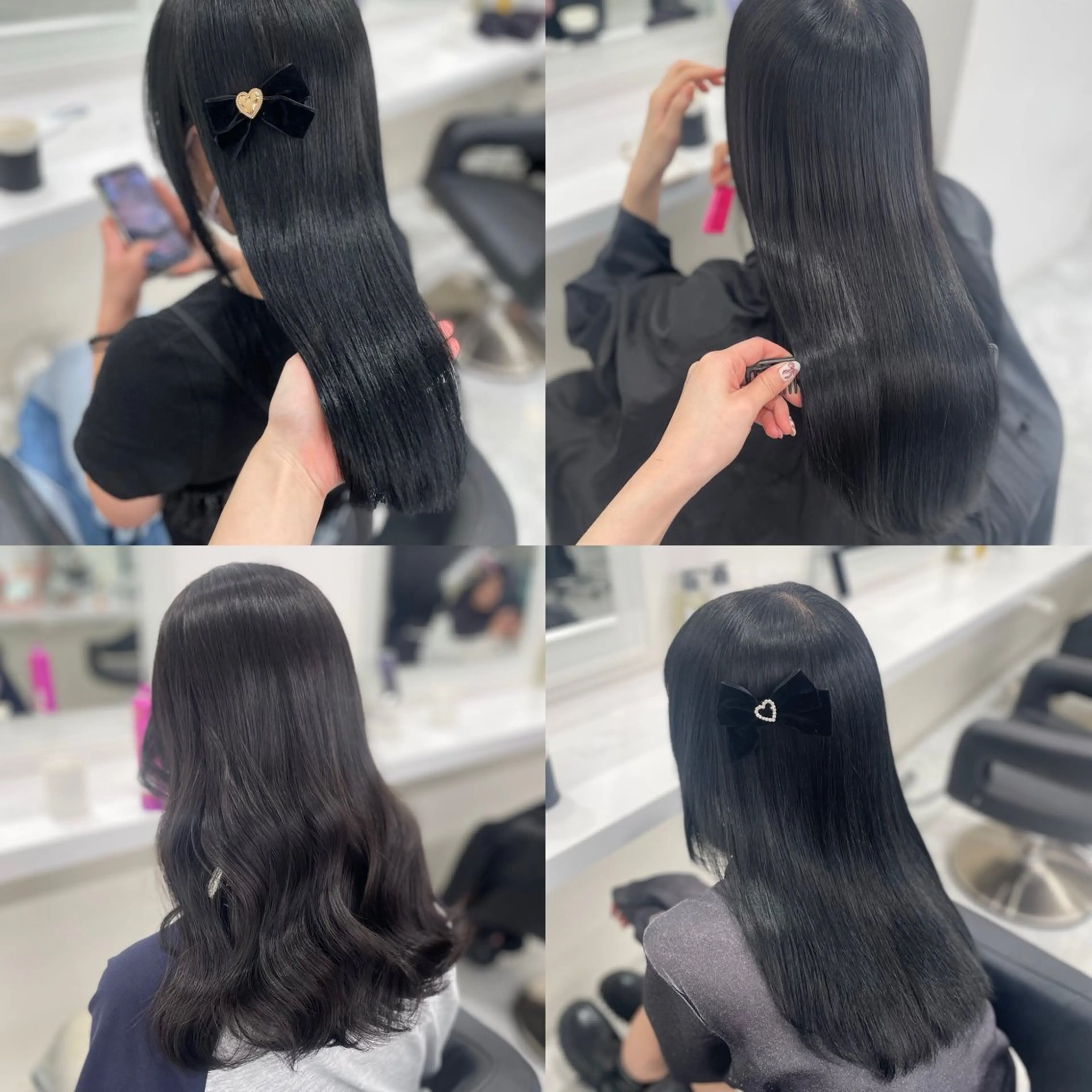 セミロング カラー ヘアアレンジ 黒髪 ブルーカラー ブルーブラック ケアカラー トリートメント 💗トレンド暖色ヘア Natsumi 💗のヘアスタイル