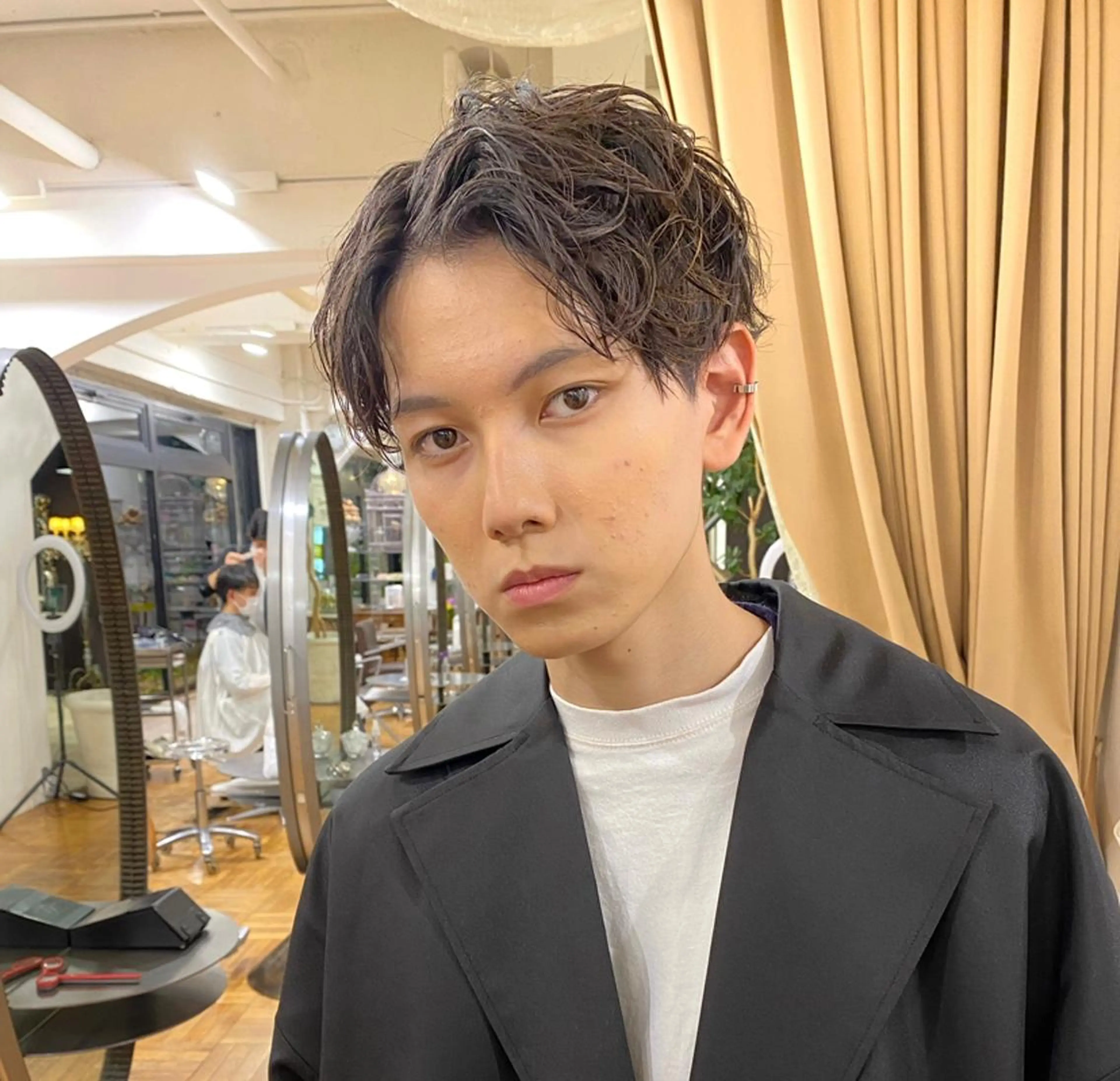 パーマ メンズ ボブ ショート 髪質改善  相澤晃希のヘアスタイル