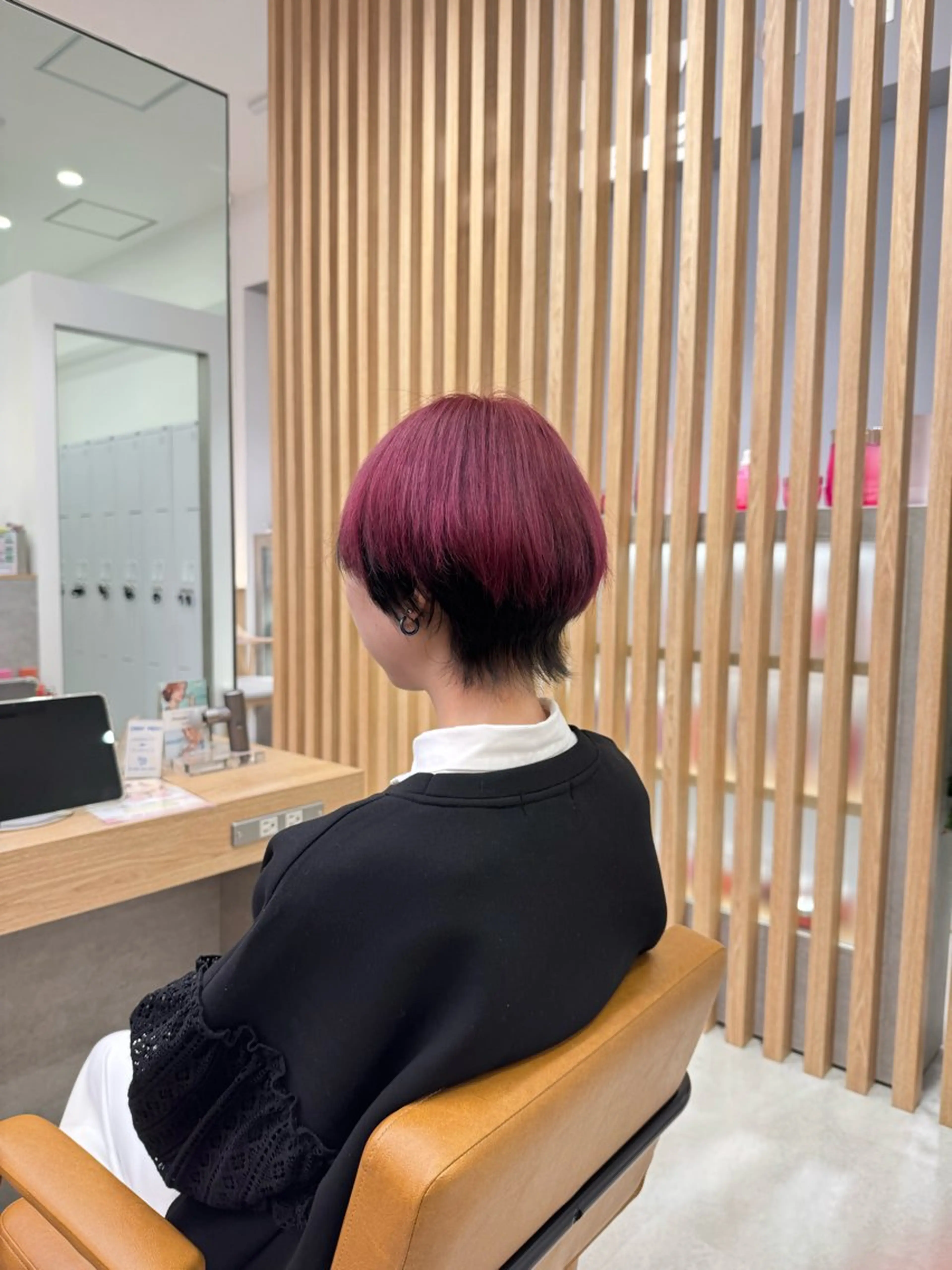 ショート カラー 黒髪 レッドカラー けー すけのヘアスタイル