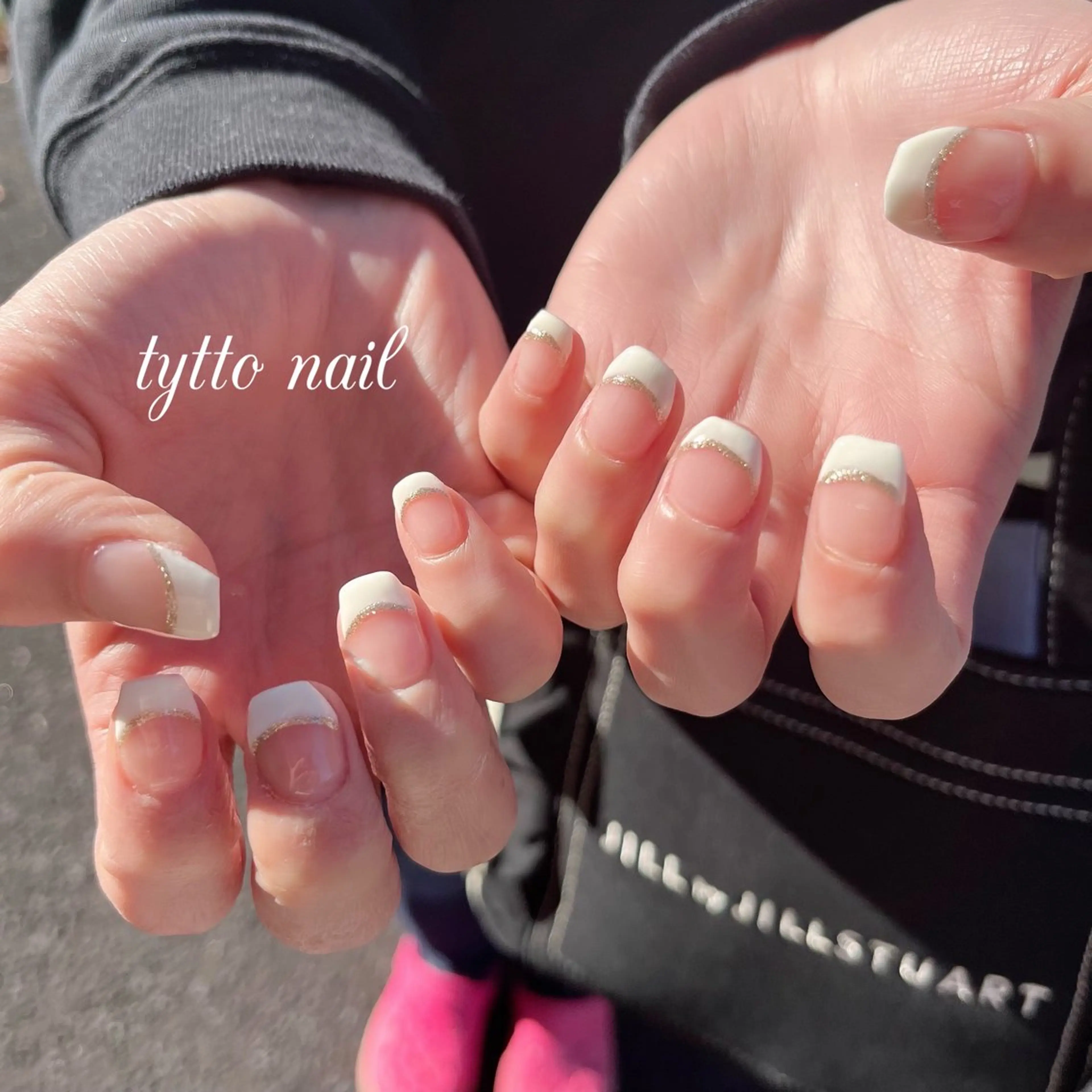 ネイル フレンチネイル キラキラネイル ラメ(グリッター) オフィスネイル ショートネイル ハンドネイル tytto nail ❤︎‪‪eri‪‪のネイルデザイン