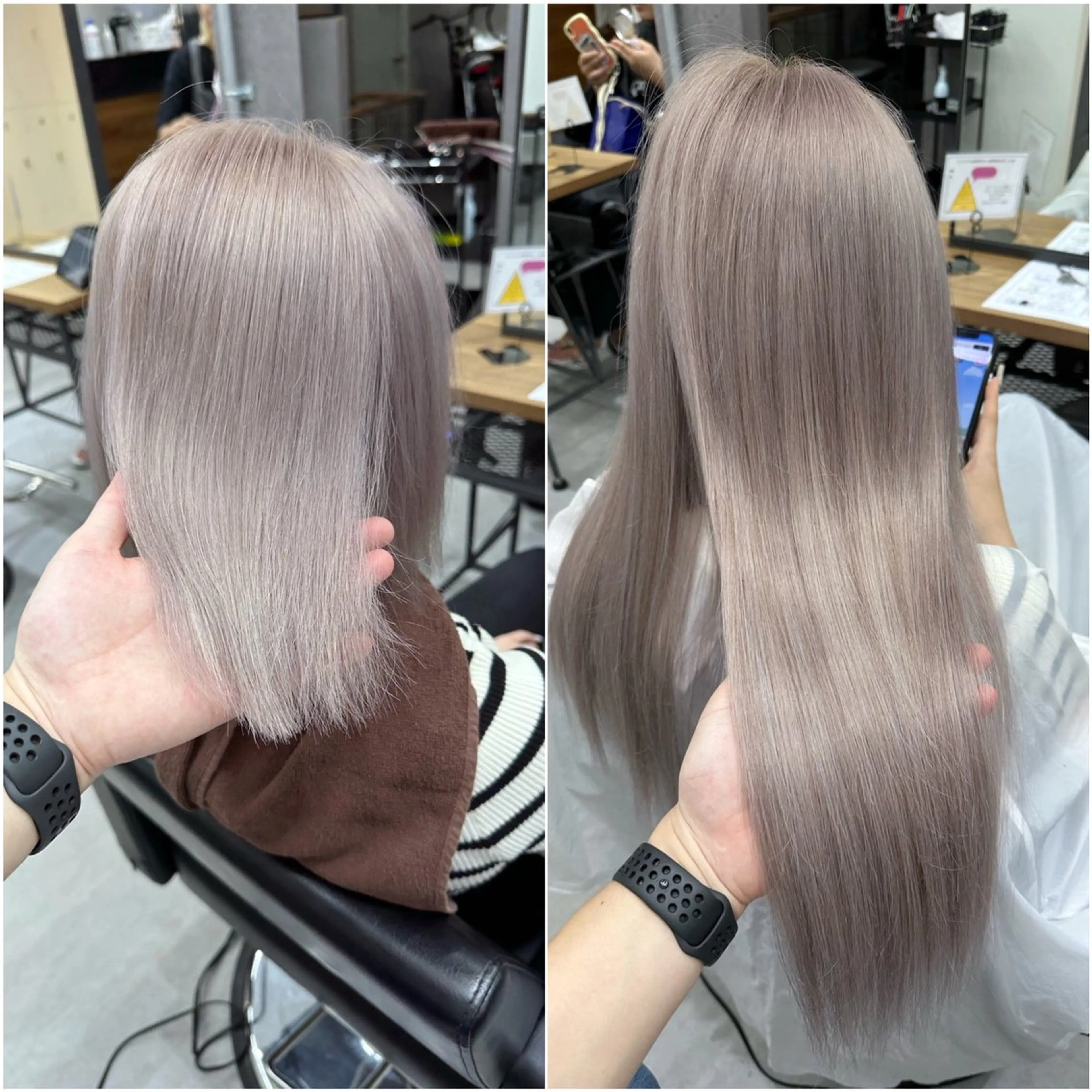 ロング カラー シールエクステ ダブルカラー ハイトーンカラー シルバー エクステ ヘアカラー エクステ 池袋🧡ダブルカラー /馴染ませエクステのヘアスタイル