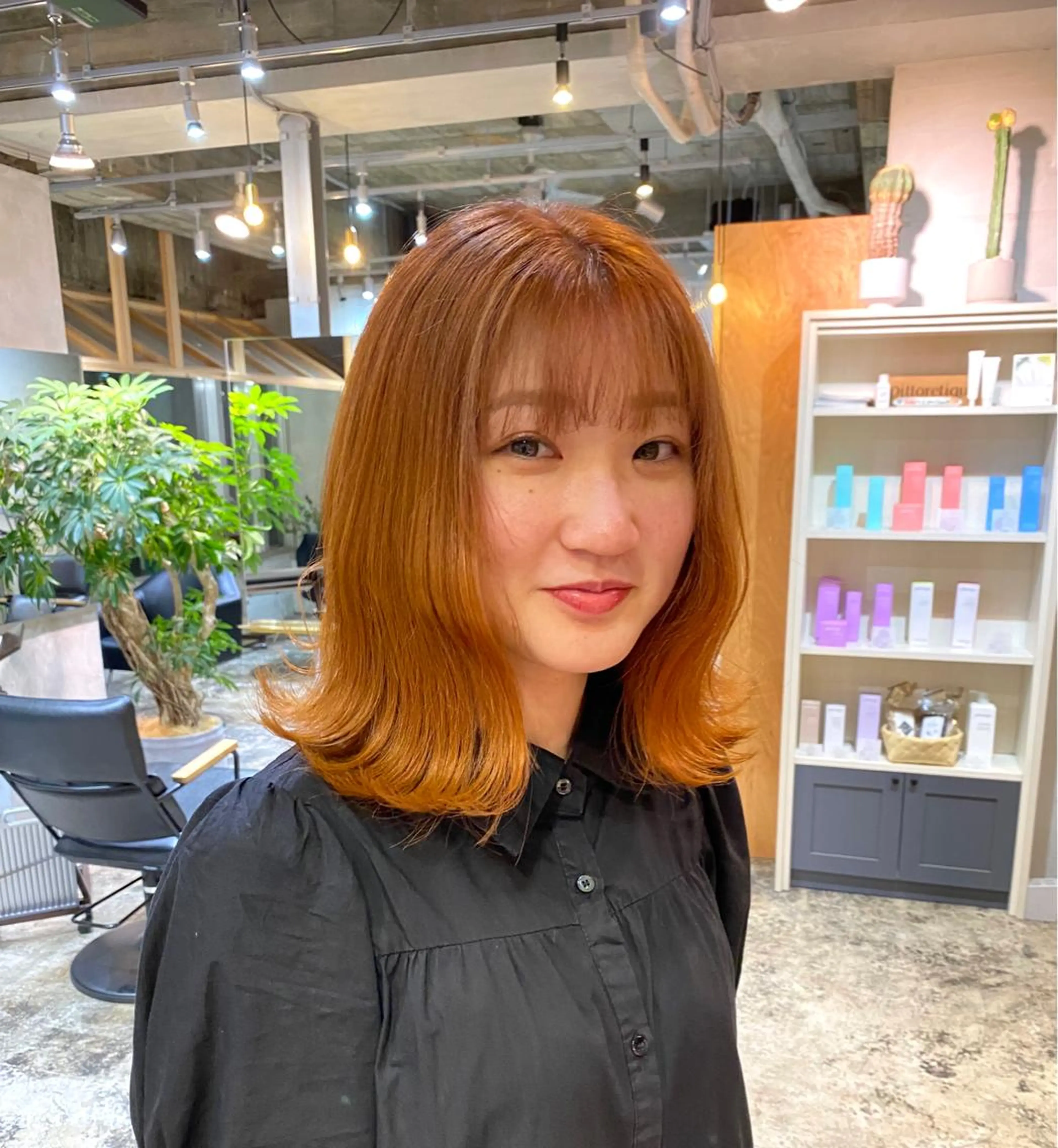 ミディアム カラー ブリーチ オレンジ 北花田美容師🍃村尾 光太/むらのヘアスタイル
