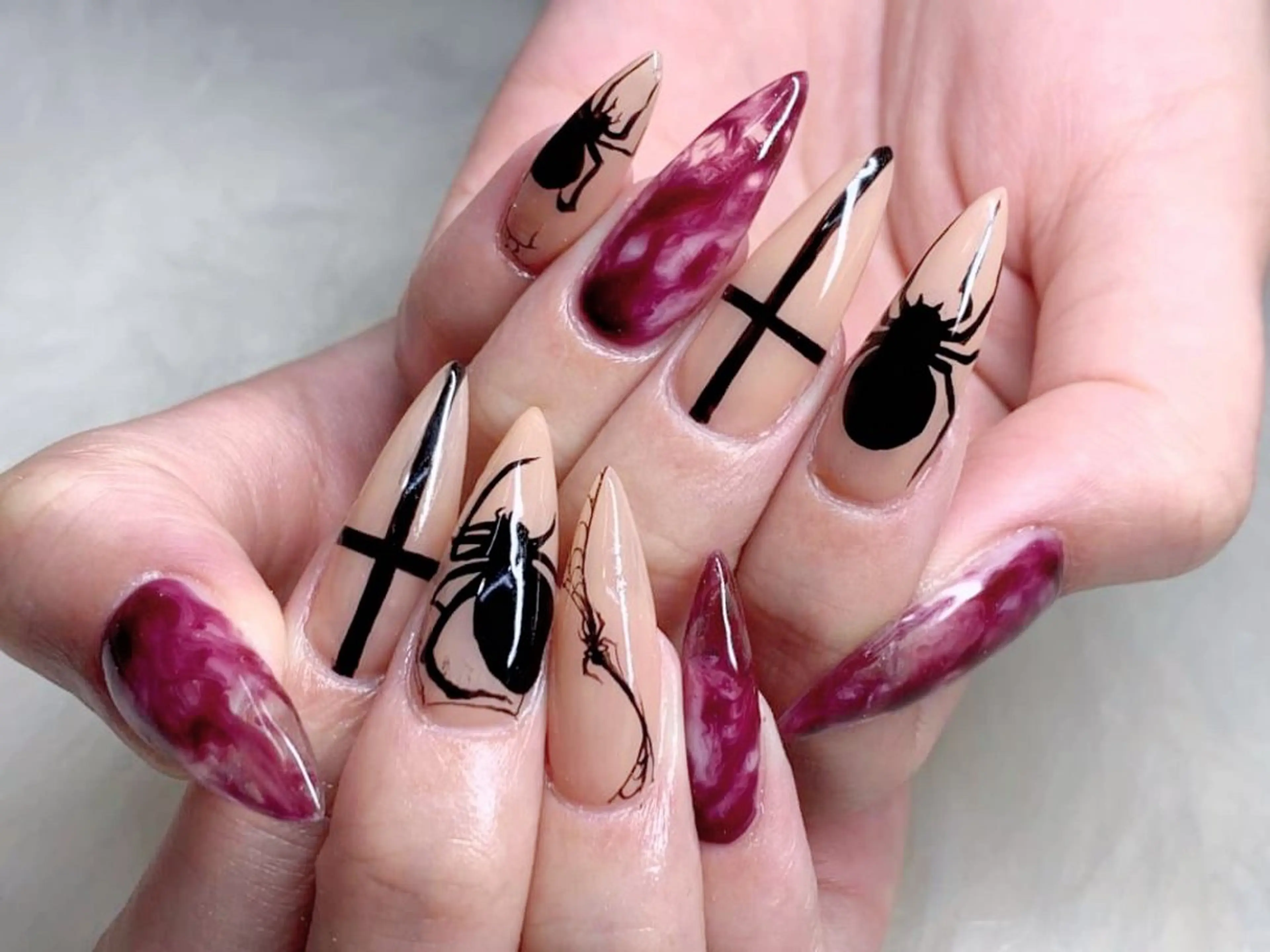 ネイル ハロウィン 持ち込み スカルプネイル NAILSGOGO shibuyaのネイルデザイン