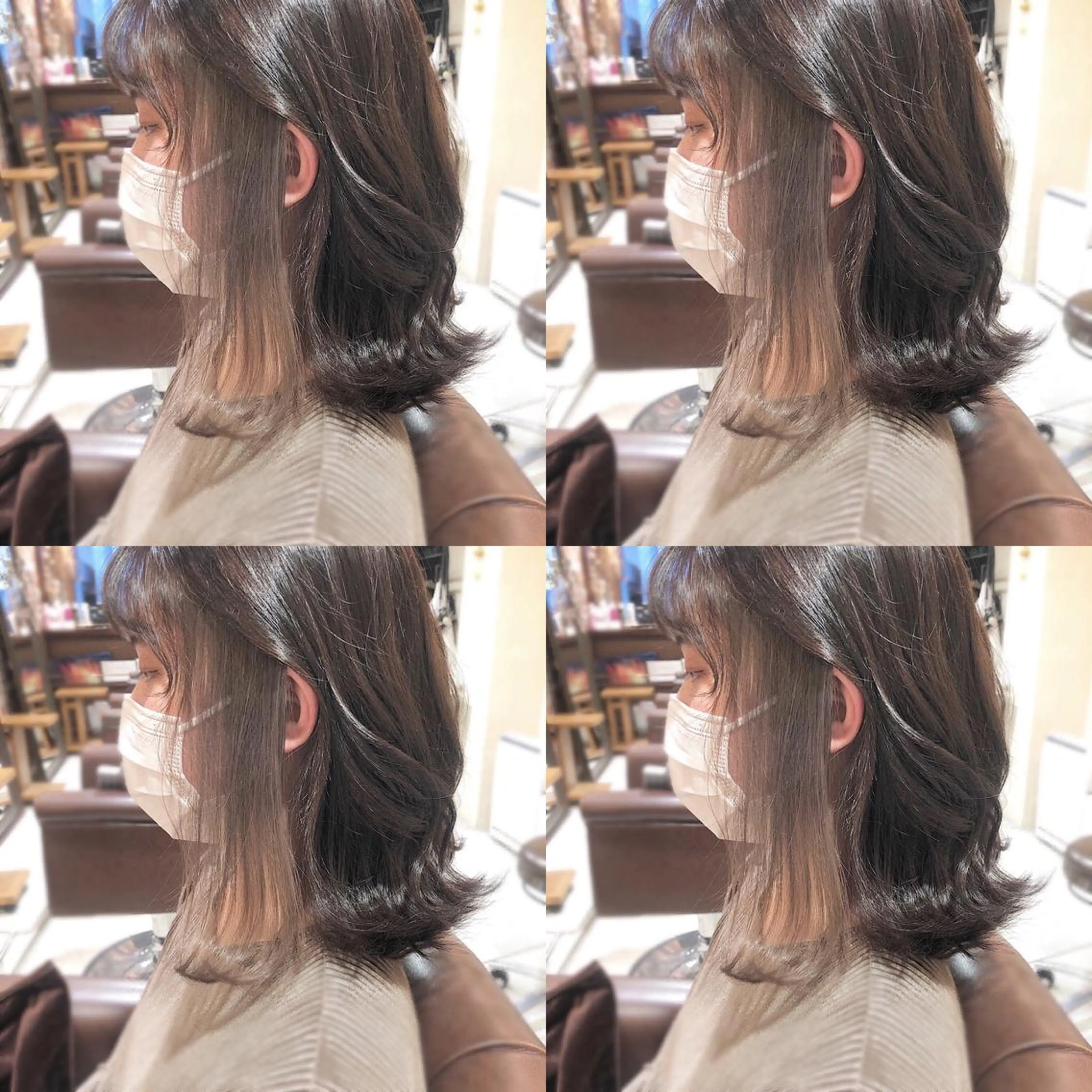 ミディアム カラー ベージュカラー インナーカラー ✨ミニモ限定価格◎ ブリーチ無しカラーのヘアスタイル