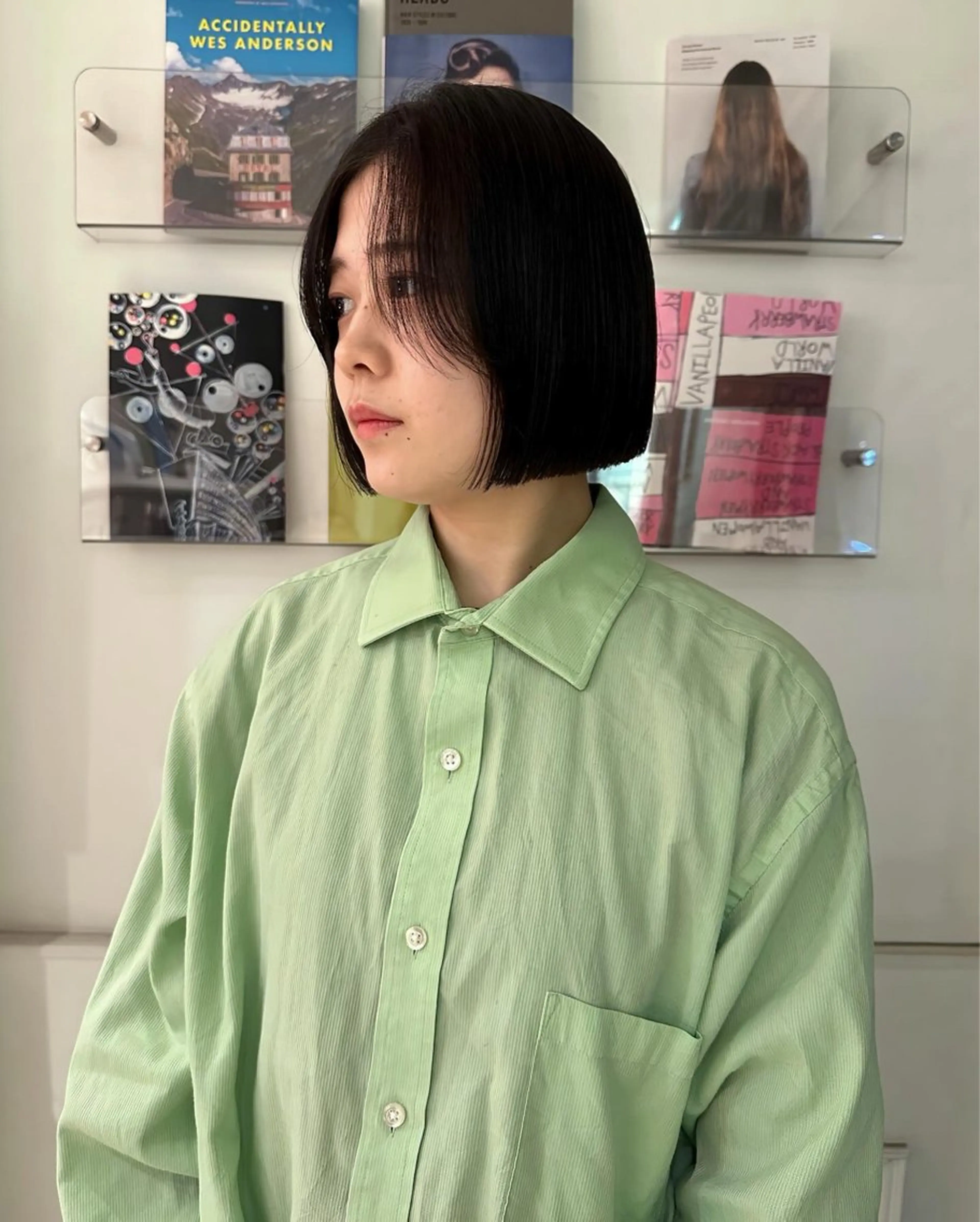 ミディアム ボブ カット ヘアカラー トリートメント Manaka🟤 Musiiik　今泉のヘアスタイル