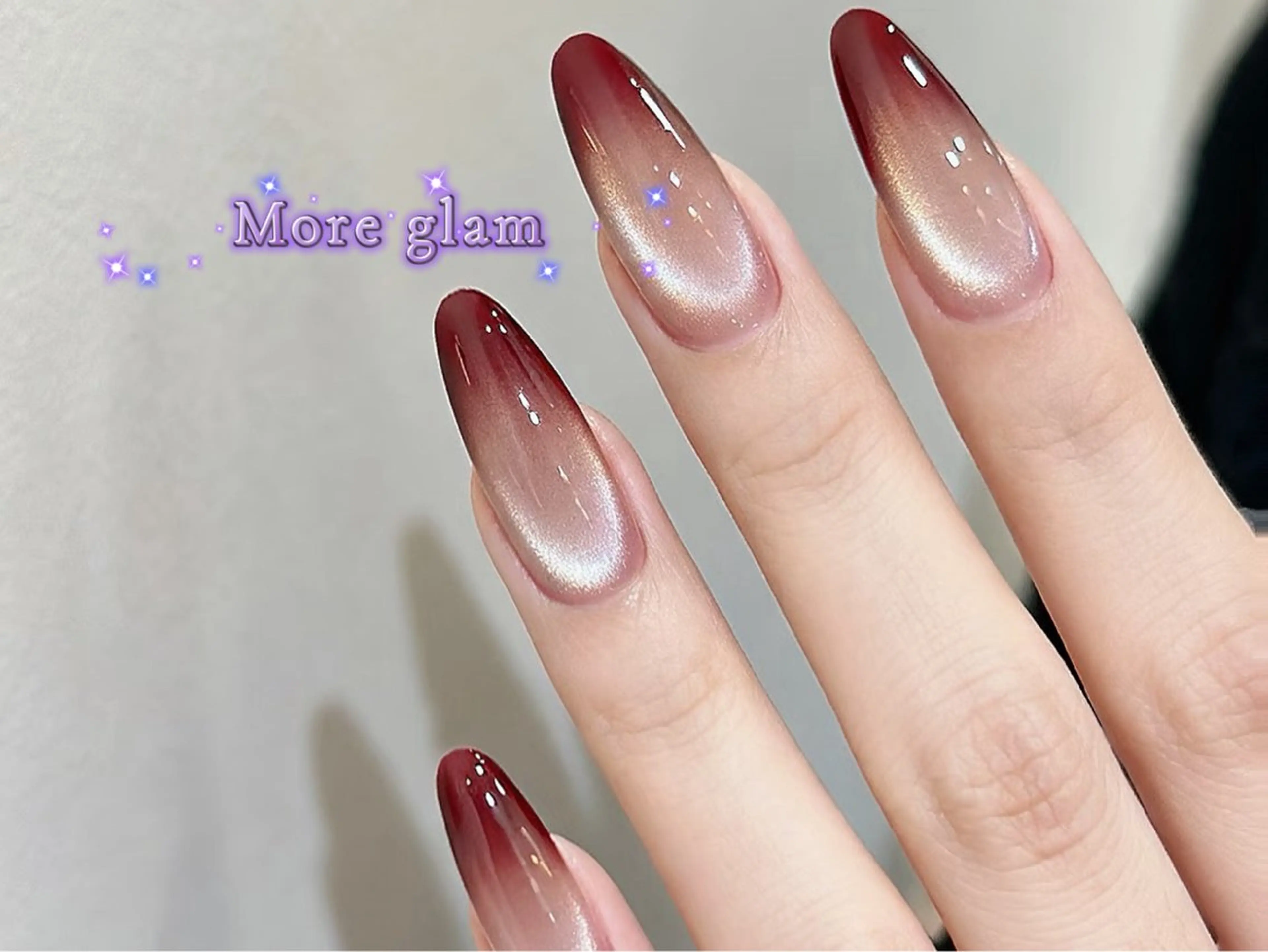 ネイル ボルドー ブラウン フレンチネイル オンブレフレンチ 冬ネイル ハンドネイル More Glam 池袋東口店のネイルデザイン