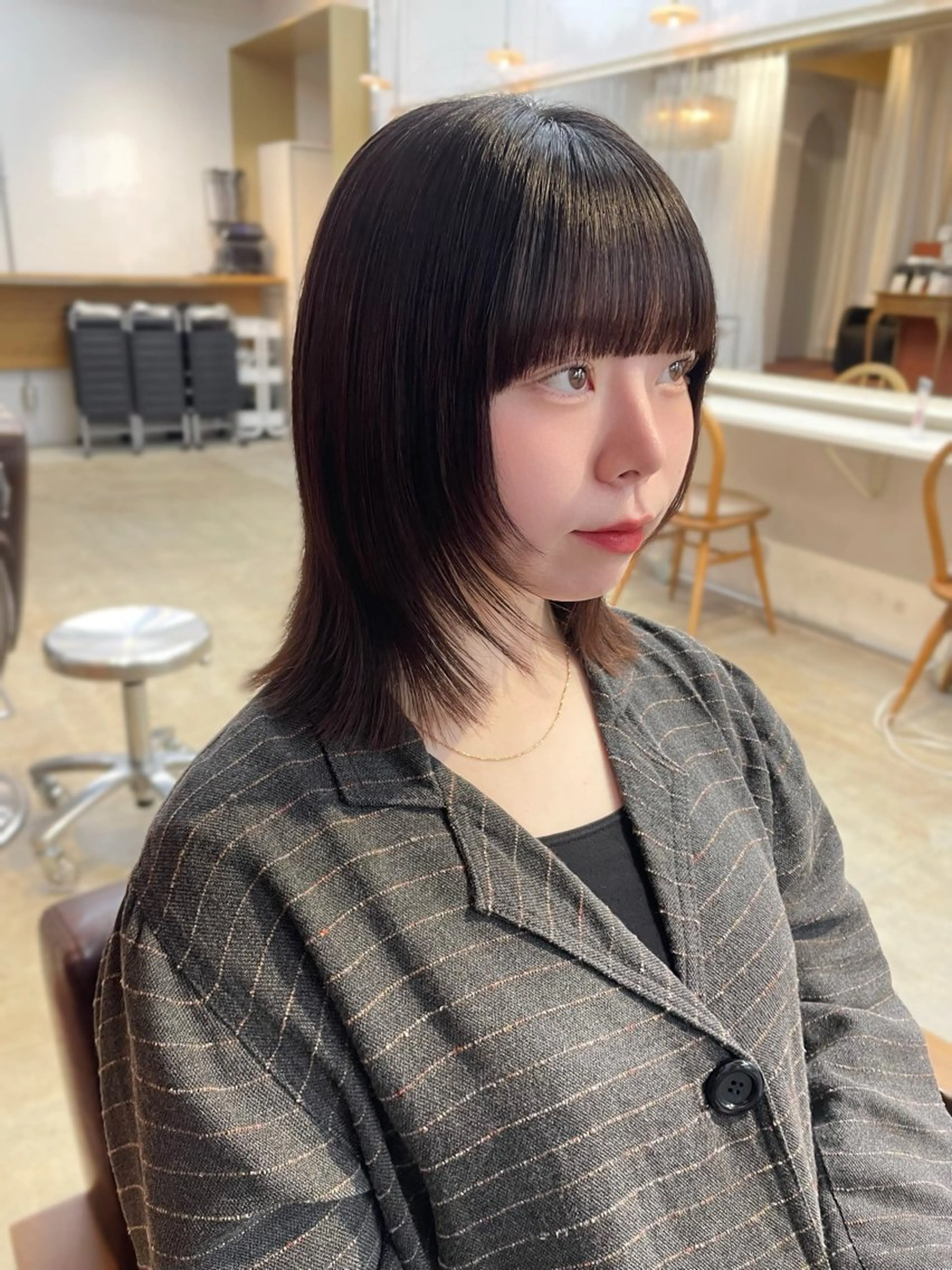 ミディアム カット 艶髪矯正/レイヤー カット/ミサキ💐のヘアスタイル