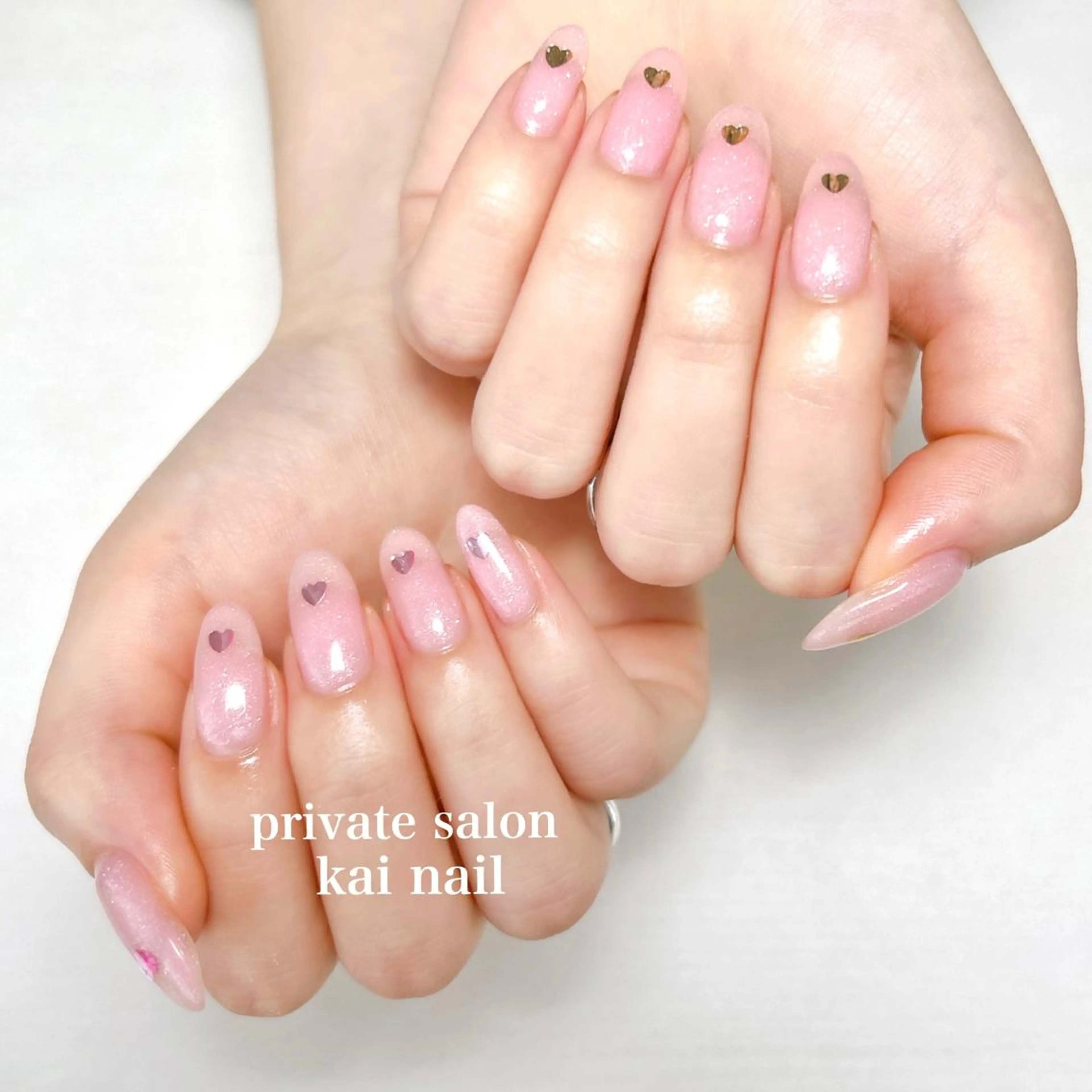 ネイル ジェルネイル ハート 韓国ネイル ラメ(グリッター) ニュアンスネイル ハンドネイル Kai  nail Mayukoのネイルデザイン
