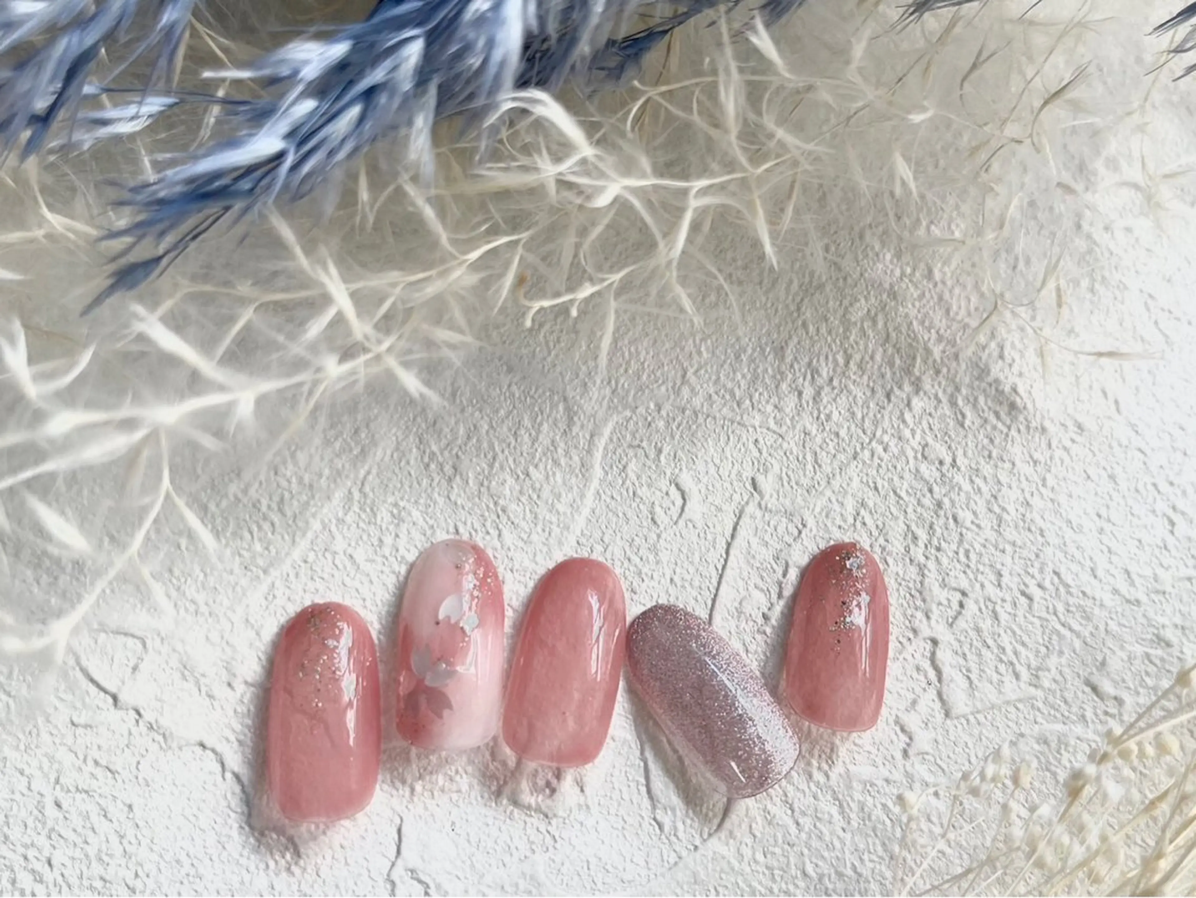 ネイル オーロラネイル 入学式 フットネイル フレンチネイル ジェルネイル Mogu nail 二子玉川のネイルデザイン