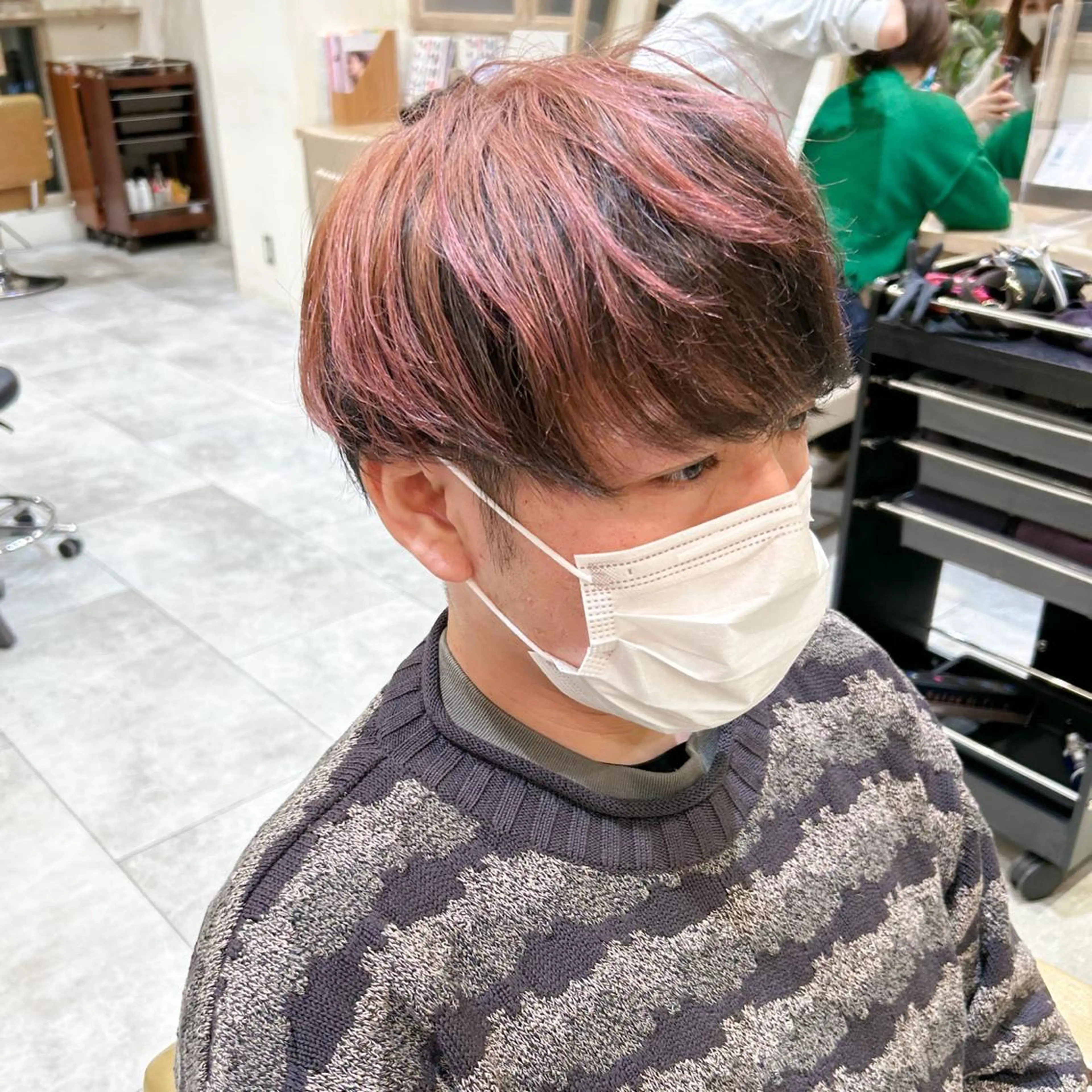 カラー メンズ デザインカラー CANAAN銀座所属・艶透明感カラー/ ルーズパーマ/田中のヘアスタイル
