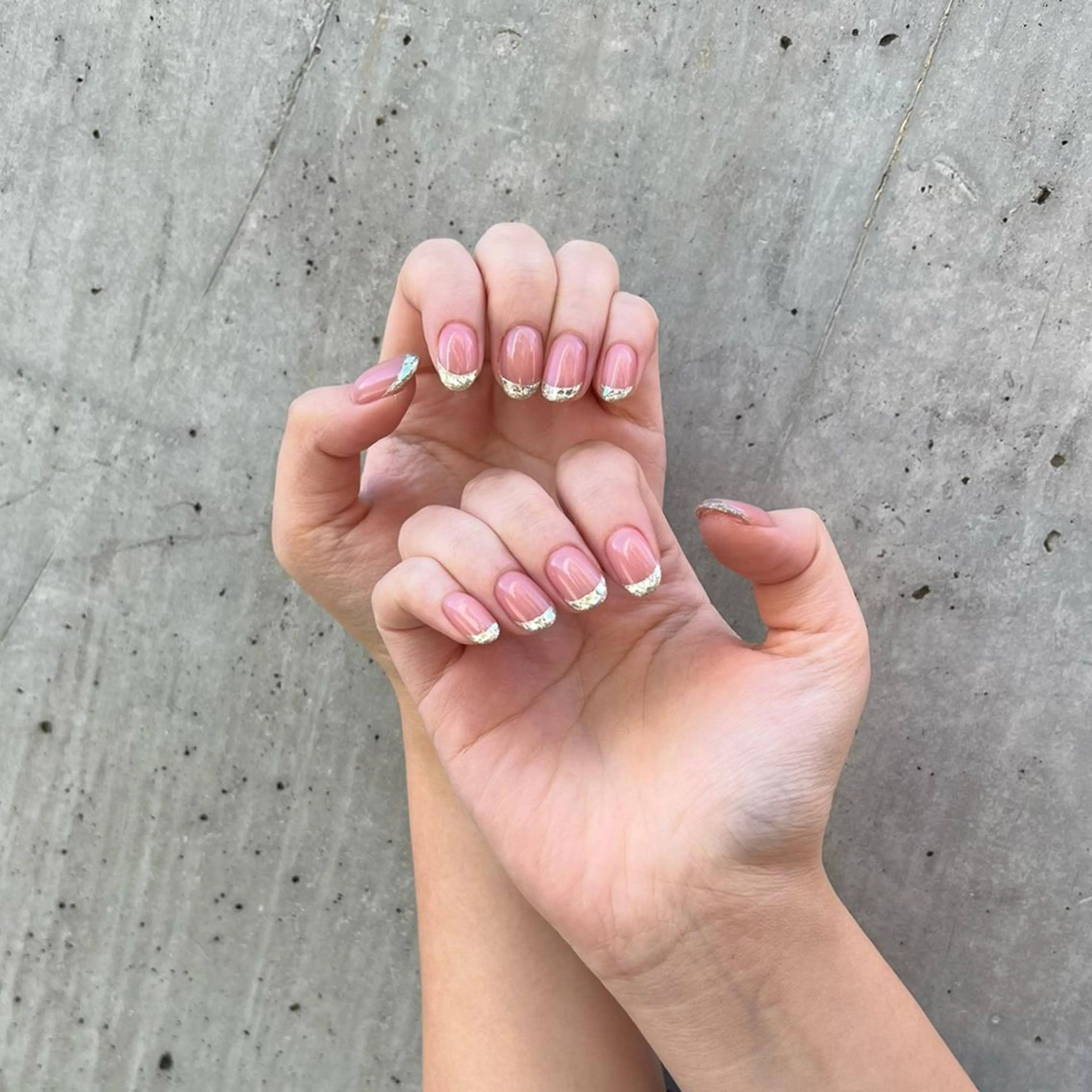 【Hand/ご新規オフ無料】デザインフレンチ［ガラス/オーロラ/ミラーベース］ ¥8,900の写真