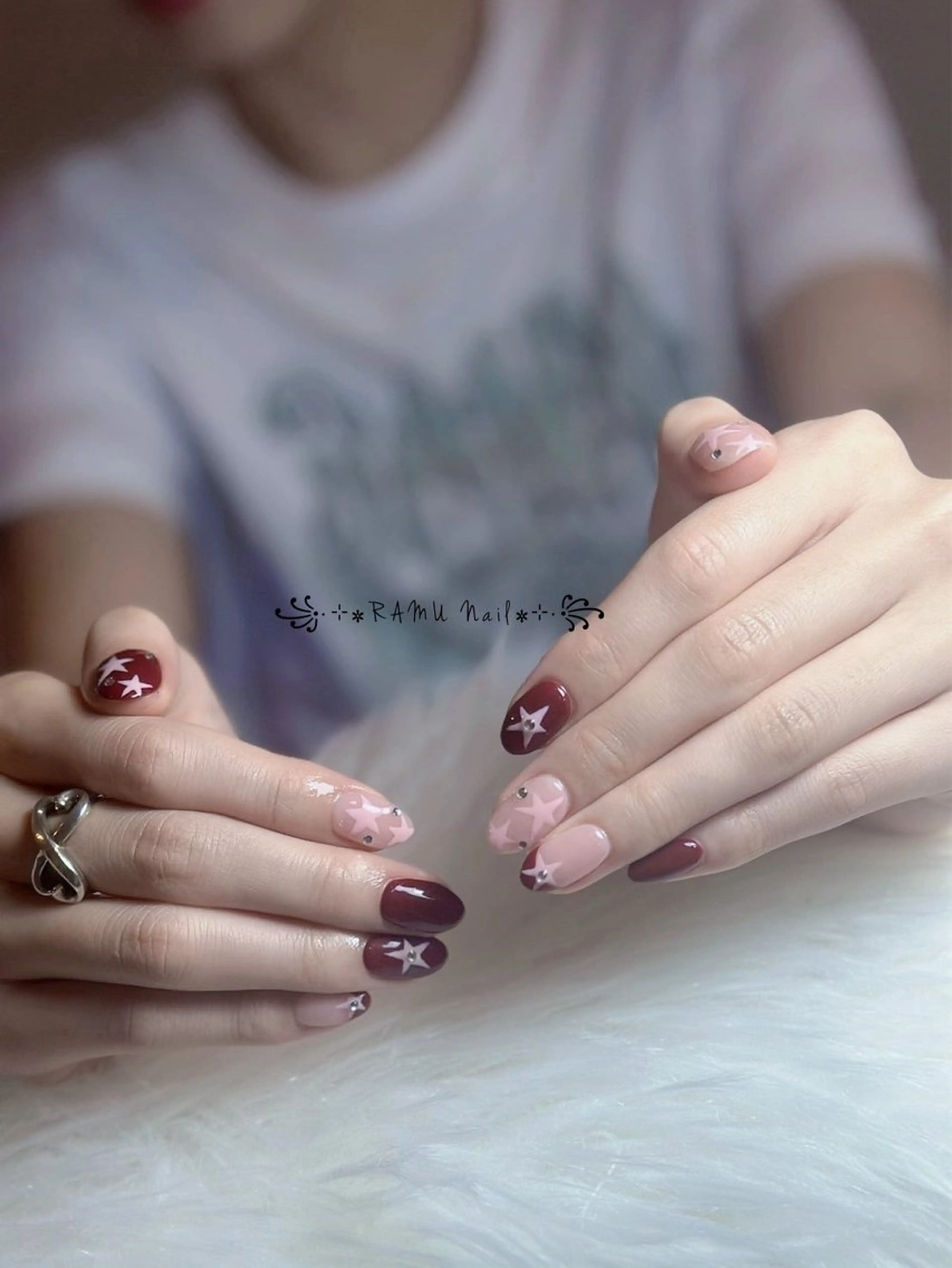 ネイル キラキラネイル マグネットネイル ミラーネイル ピンク 夏ネイル ハンドネイル RAMU Nail 恵比寿店のネイルデザイン