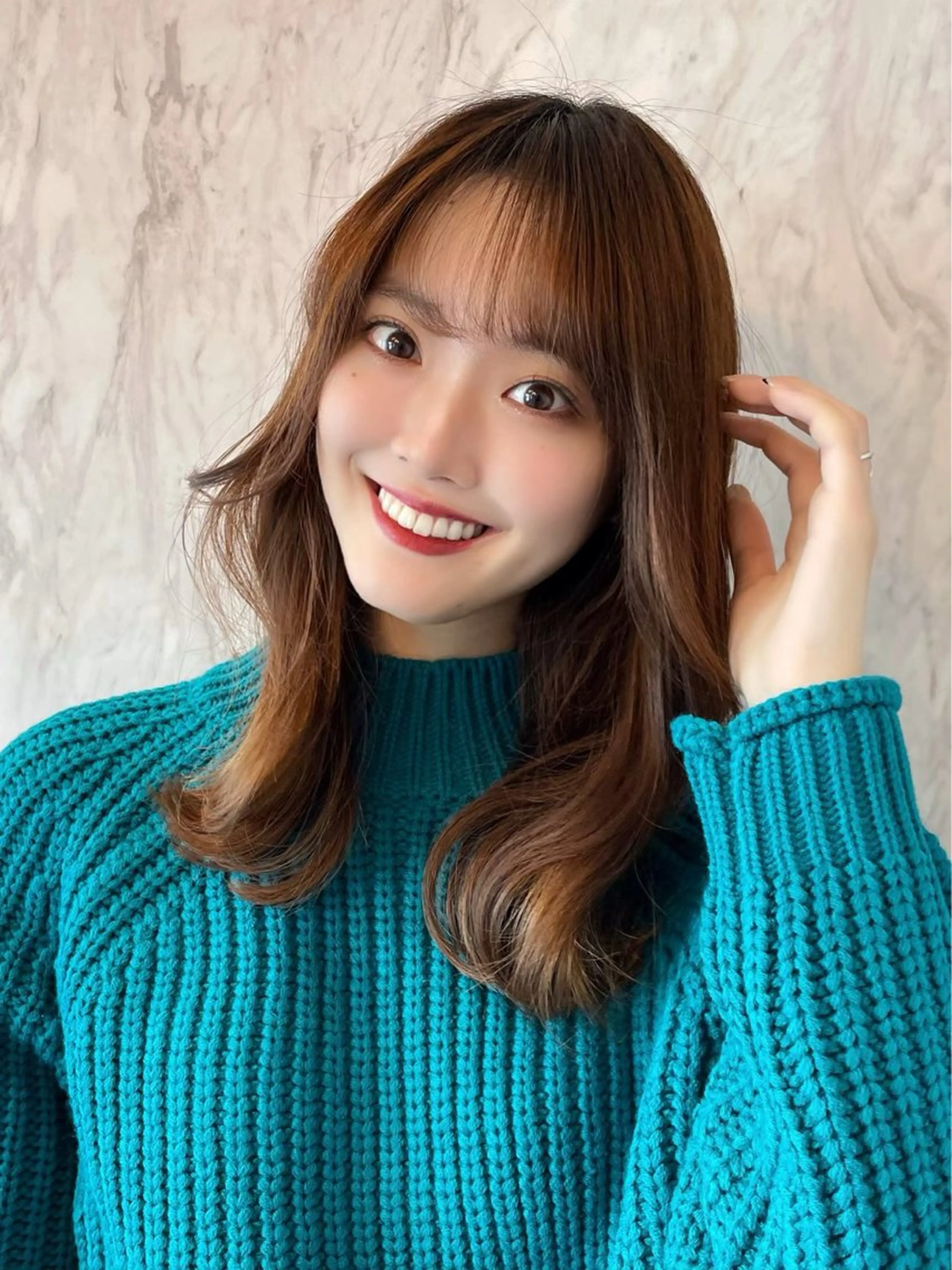 セミロング カット ヘアカラー トリートメント 新宿/韓国レイヤー/ 顔周りカット松本美晴のヘアスタイル