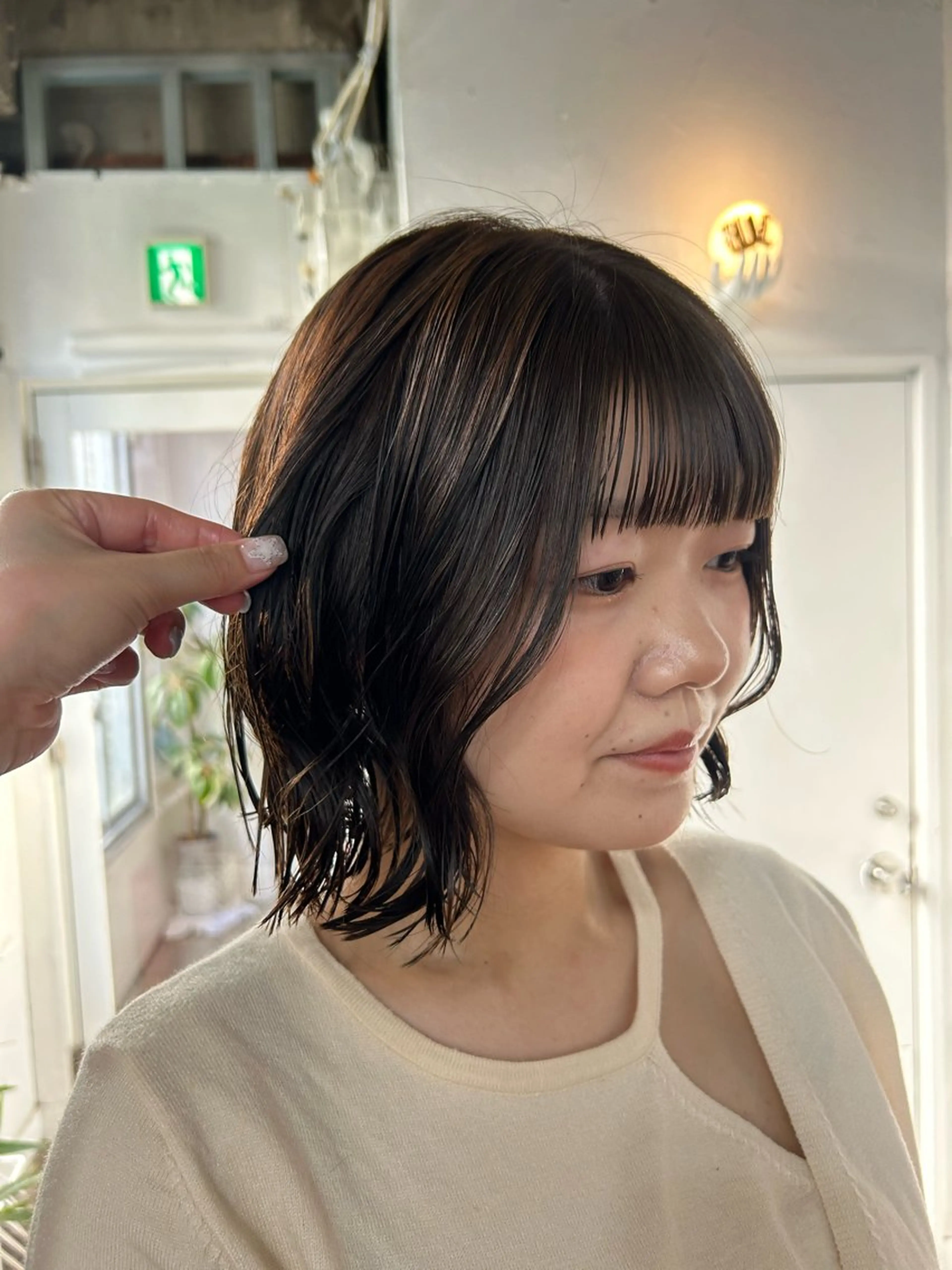 ミディアム カラー パーマ ミディアムパーマ ブラウンカラー オリーブブラウン ボブ カット ヘアカラー パーマ 小川真歩/パーマ /暖色オリーブのヘアスタイル
