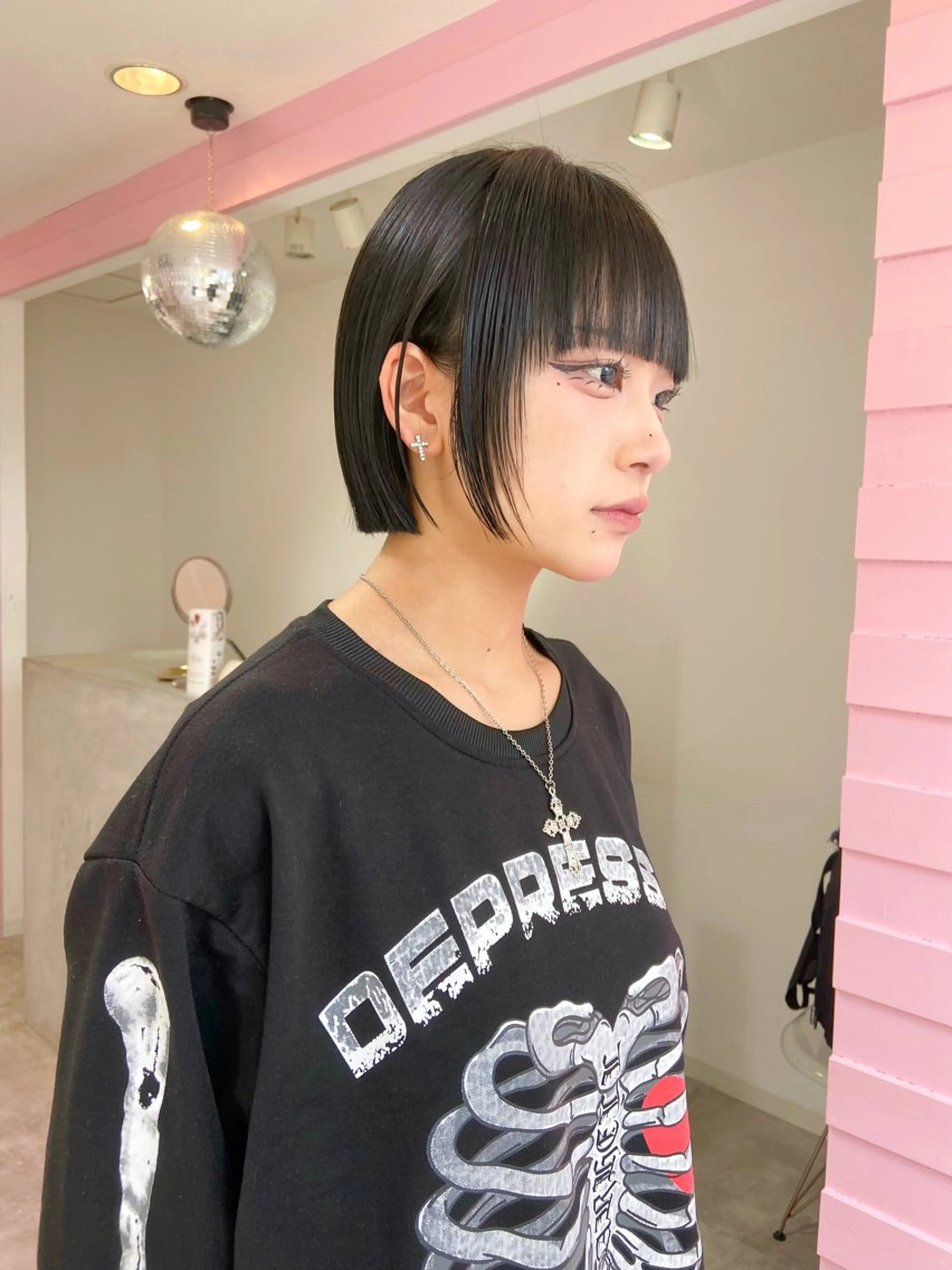 ショート 切りっぱなしボブ ボブ 外ハネヘア 似合わせ暖色のプロ/ ニュアンスカラー🍊のヘアスタイル
