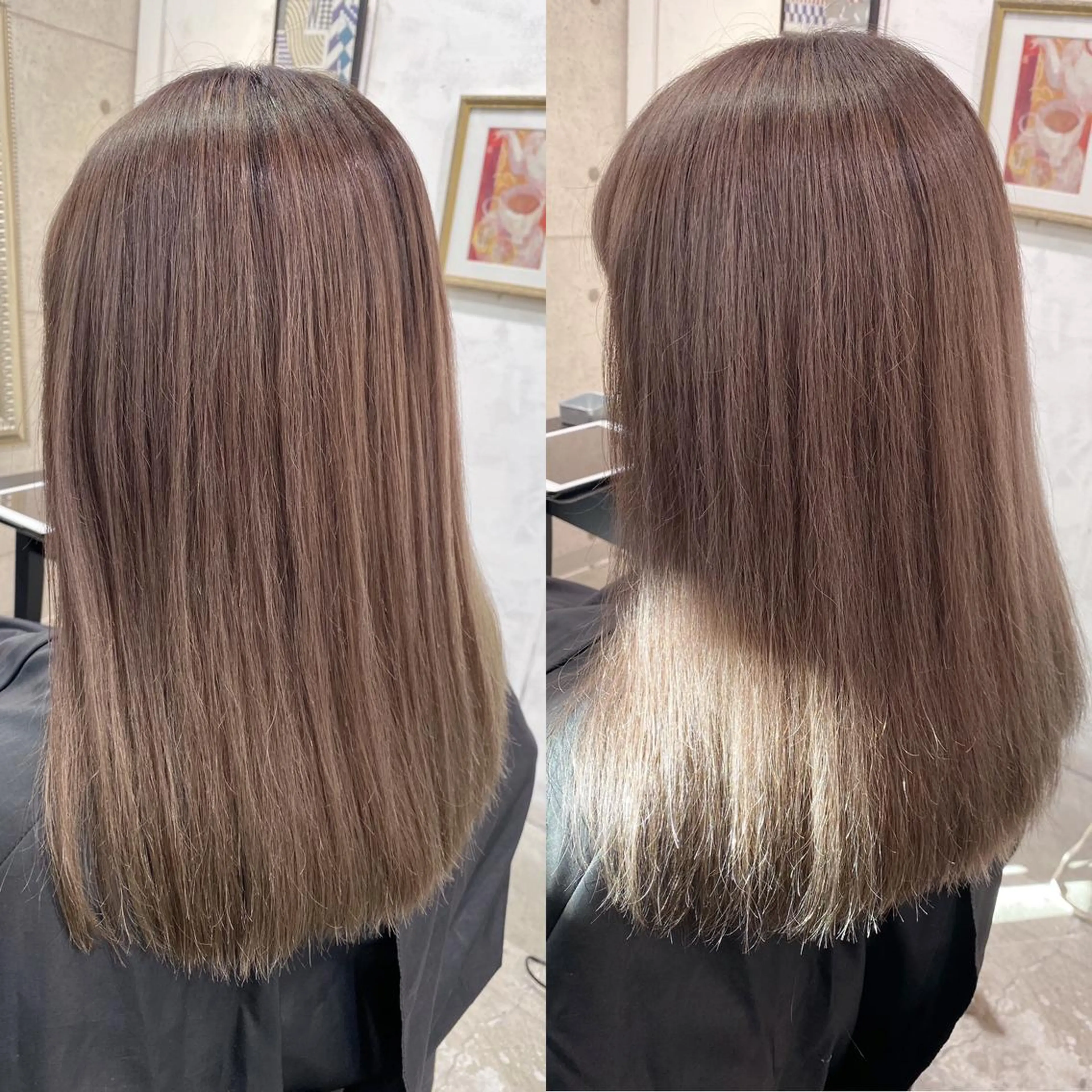 セミロング カラー ヘアアレンジ ベージュカラー ヘアカラー トリートメント BANK'S hair所属・📌 トレンド×韓国 髪質改善寺坂雄飛📌のヘアスタイル