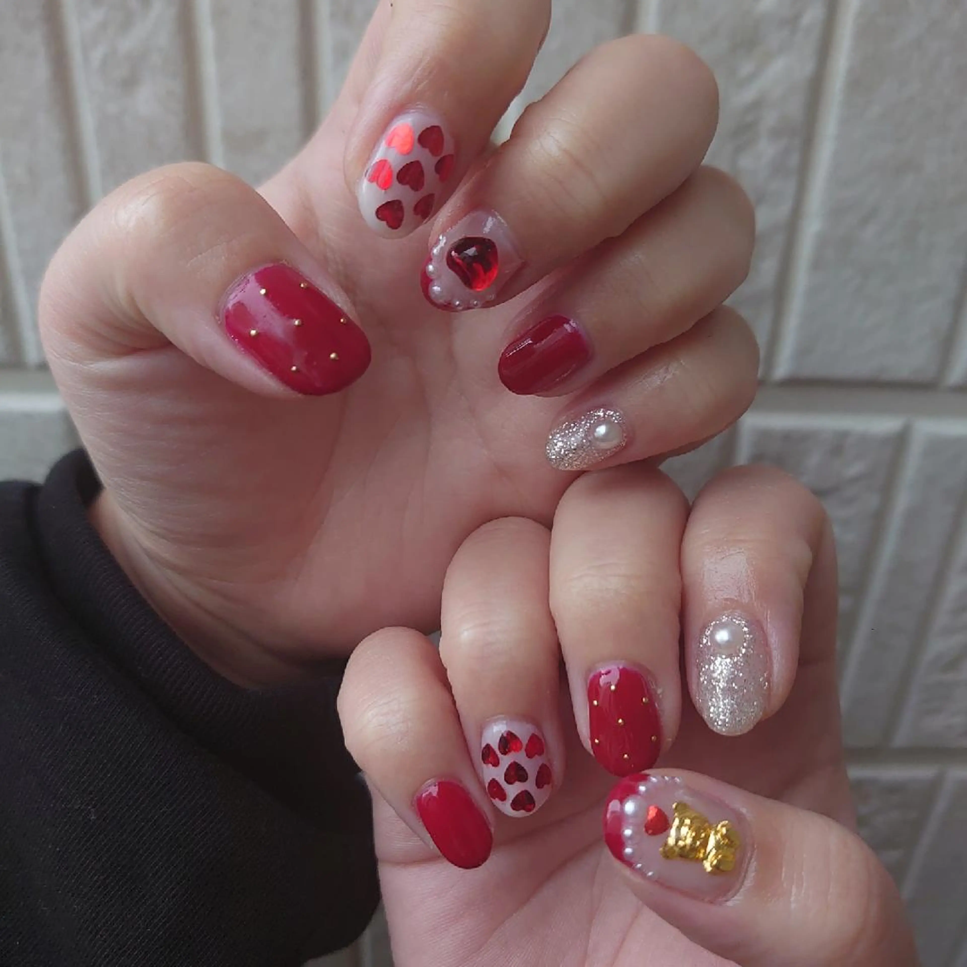 ネイル ジェルネイル ハート 韓国ネイル バレンタイン ハンドネイル MANA MANAのネイルデザイン