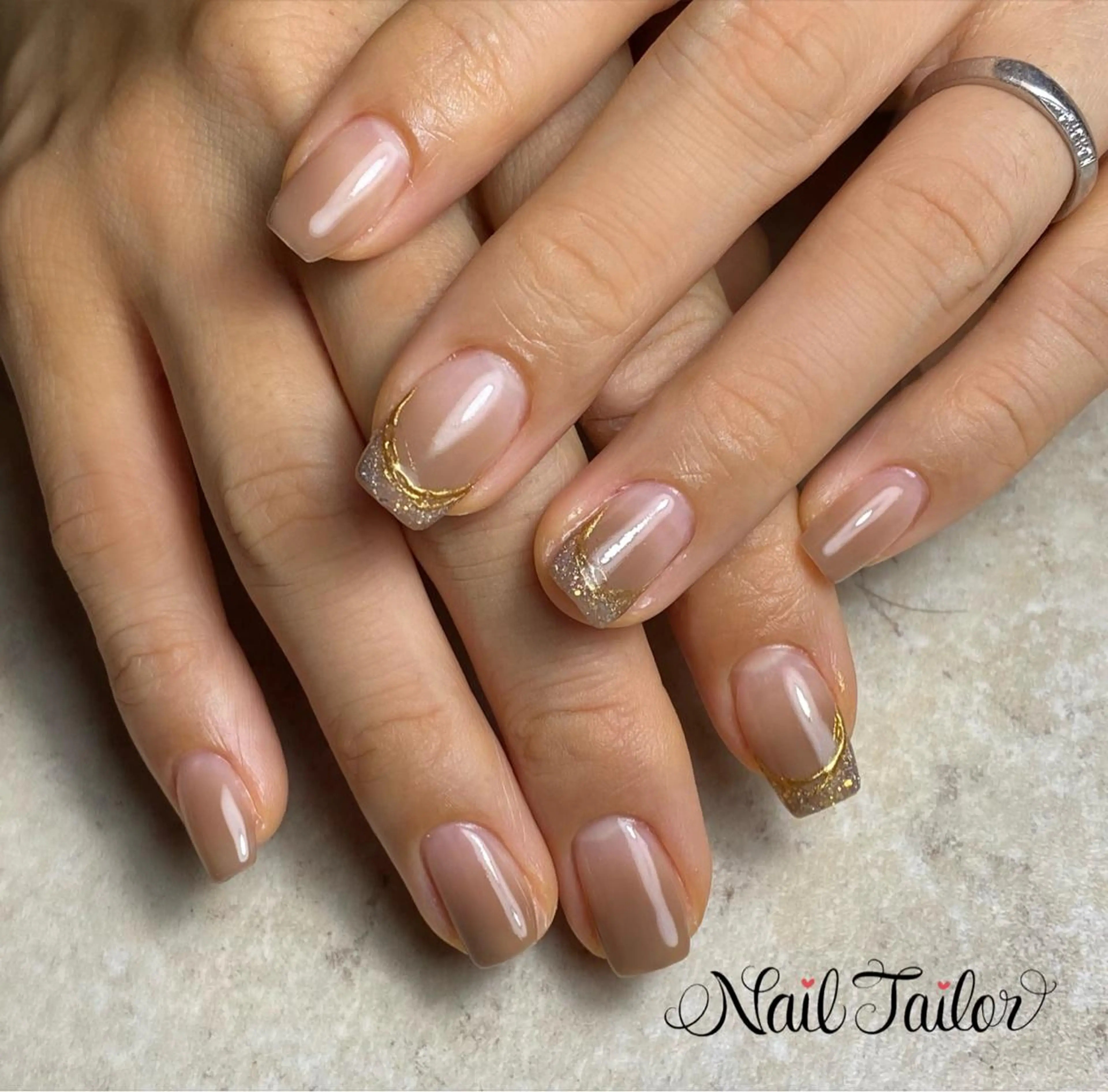 ネイル 長さ出し フレンチネイル ジェルネイル ミラーネイル ニュアンスネイル 〜Nail Tailor〜　ネイルテイラー所属・NailTailor ネイルテイラーのネイルデザイン