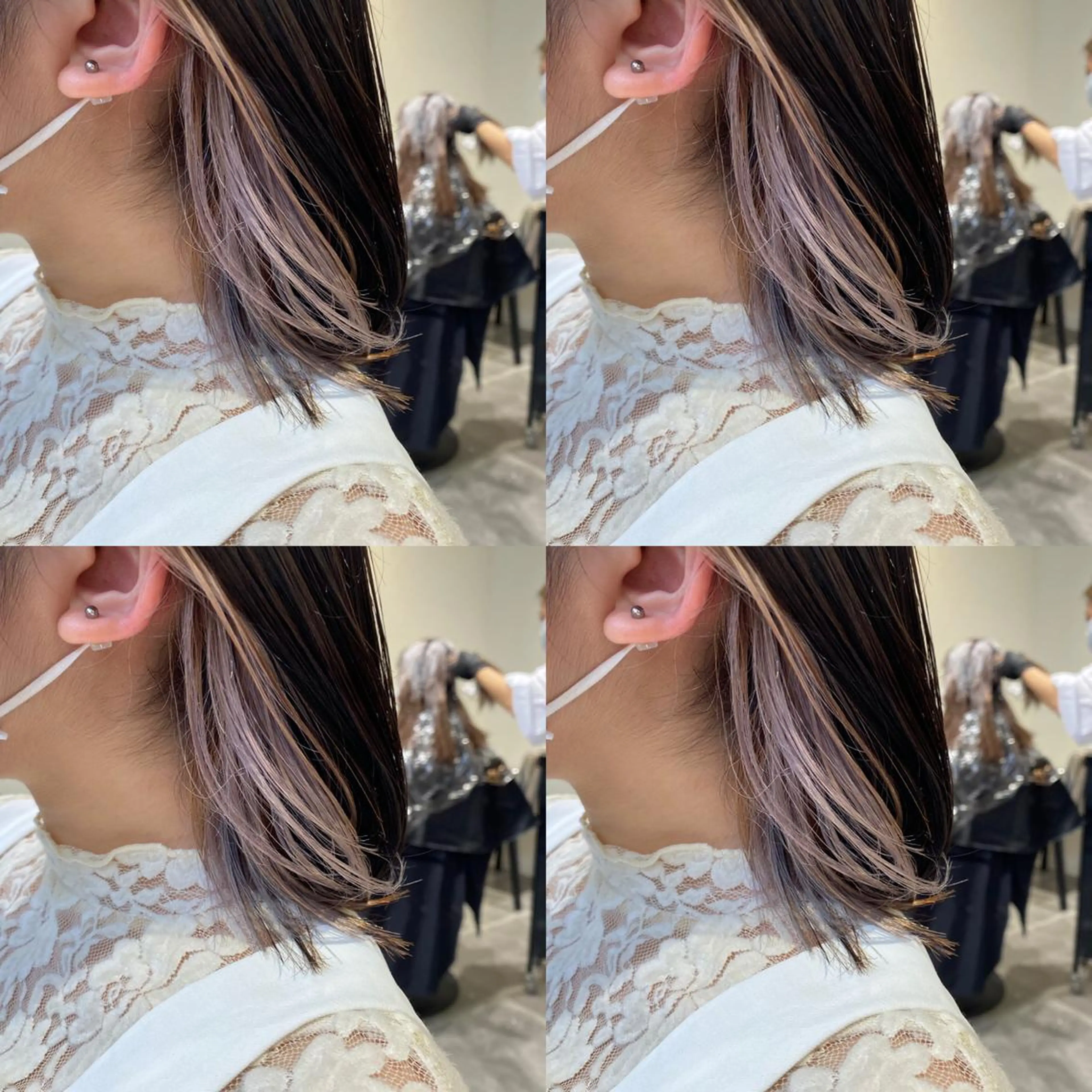 ミディアム カラー ヘアアレンジ ハイトーンカラー インナーカラー ヘアカラー 竹内啓太 ボブのヘアスタイル