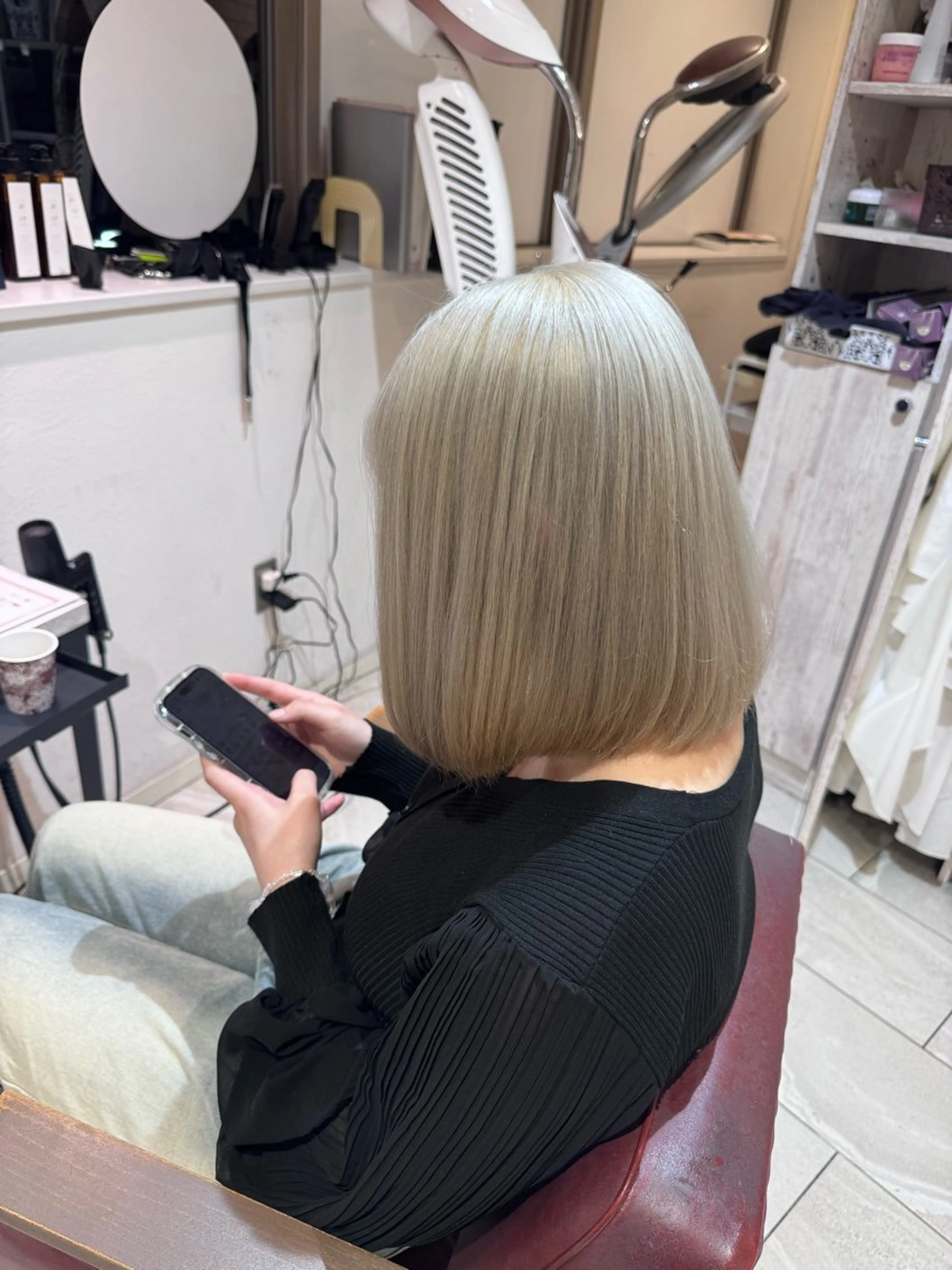 ミディアム カラー カット ヘアカラー オーガニック/白髪 ぼかし/斎藤相慶のヘアスタイル