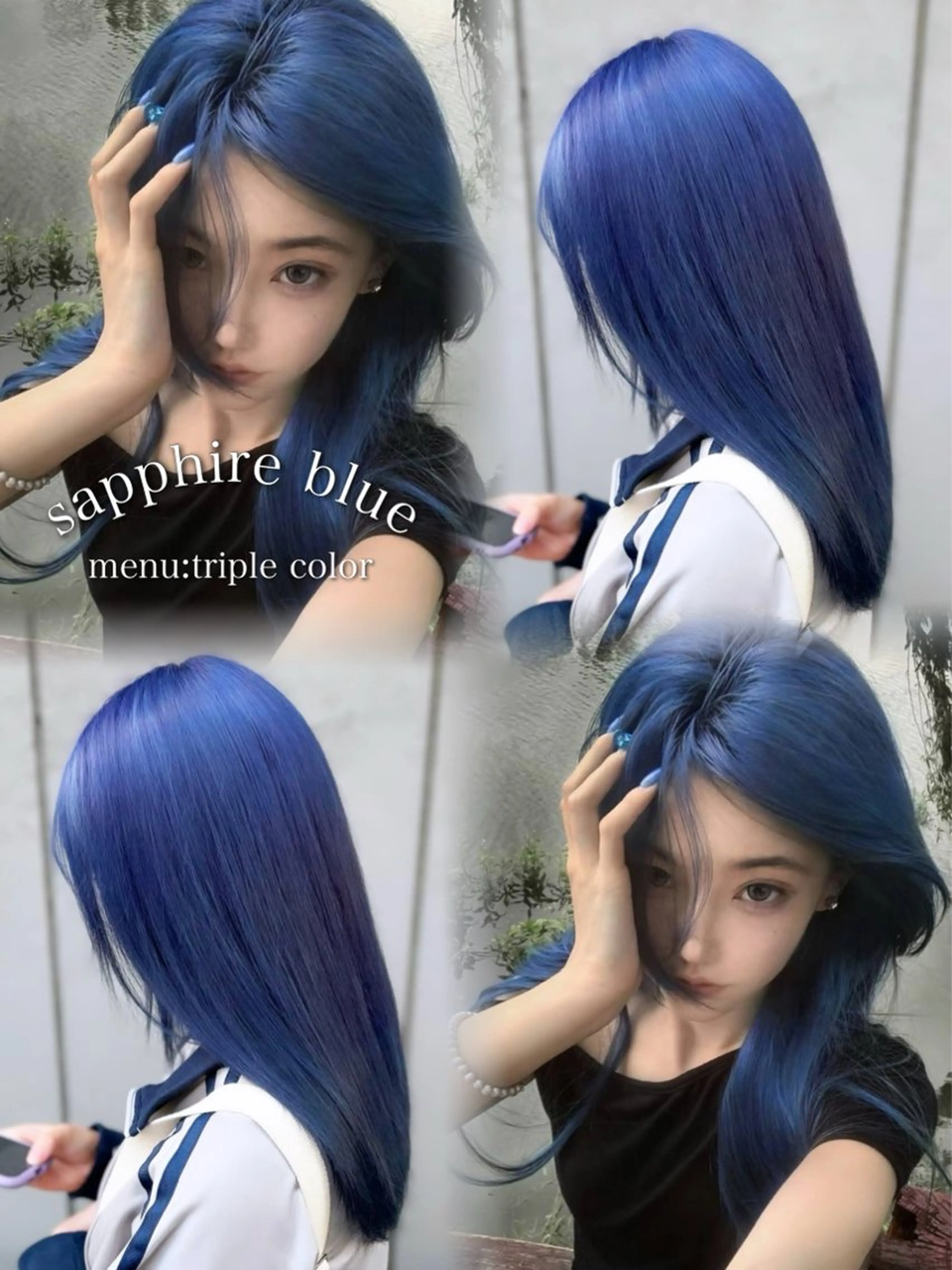 ロング カラー 🩵色落ち可愛い 寒色カラー🩵のヘアスタイル