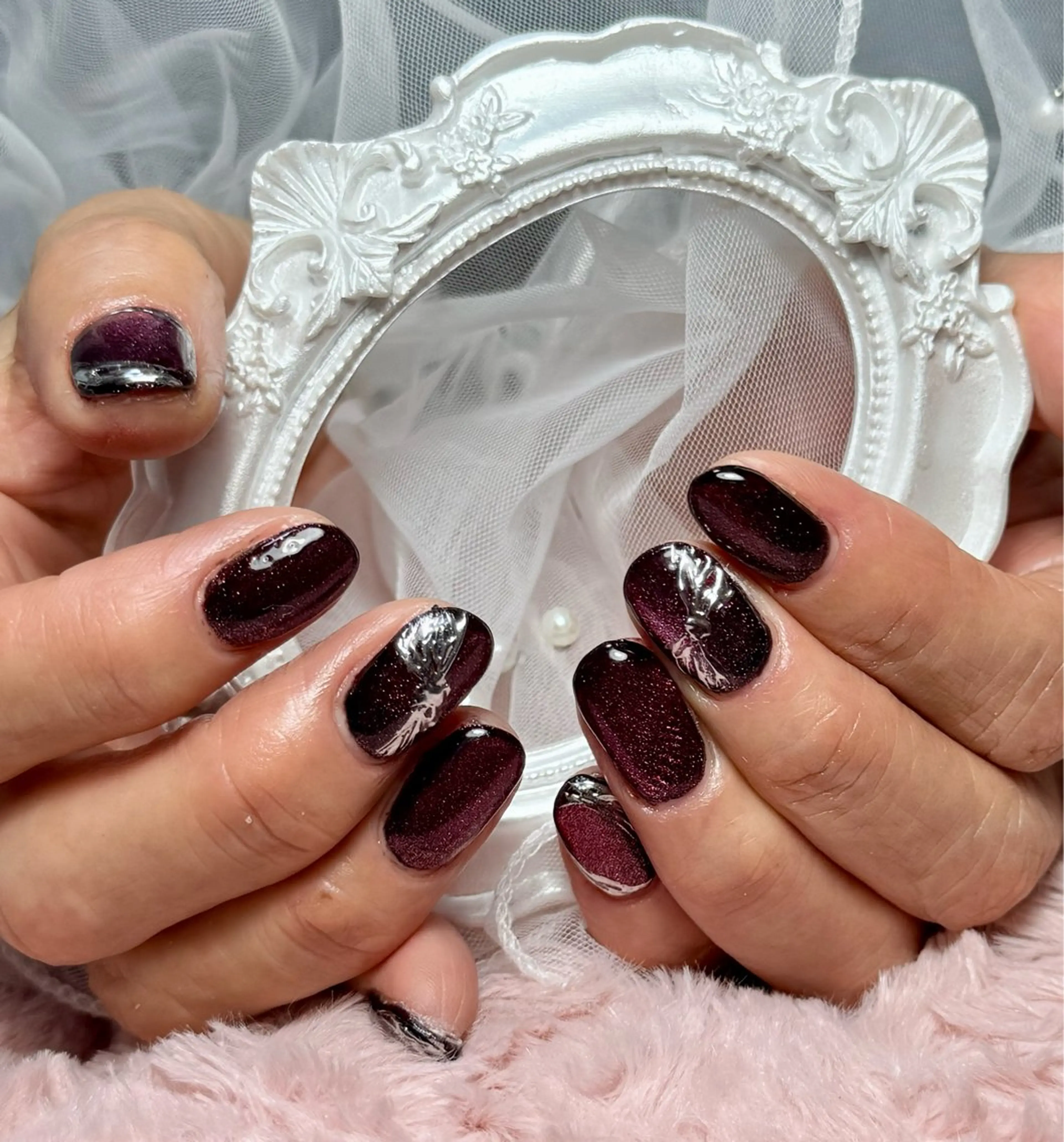 ネイル アートネイル チークネイル フラッシュネイル フラッシュマグ フレンチネイル M.N_ nailのネイルデザイン