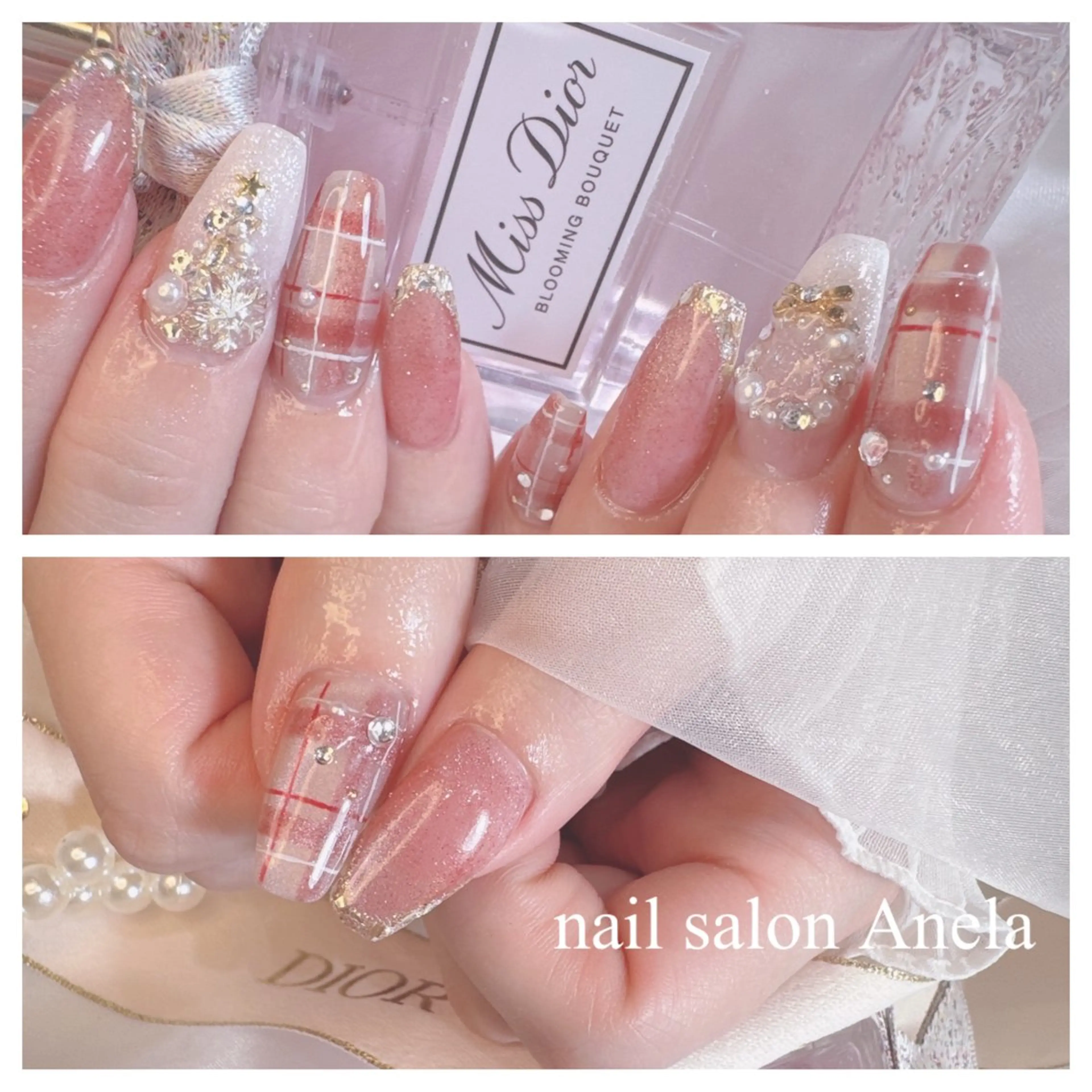 ネイル ガーリー ラメ(グリッター) マグネットネイル ピンク 赤色 ハンドネイル Anela🪞アネラ 久屋大通🫧EMIのネイルデザイン