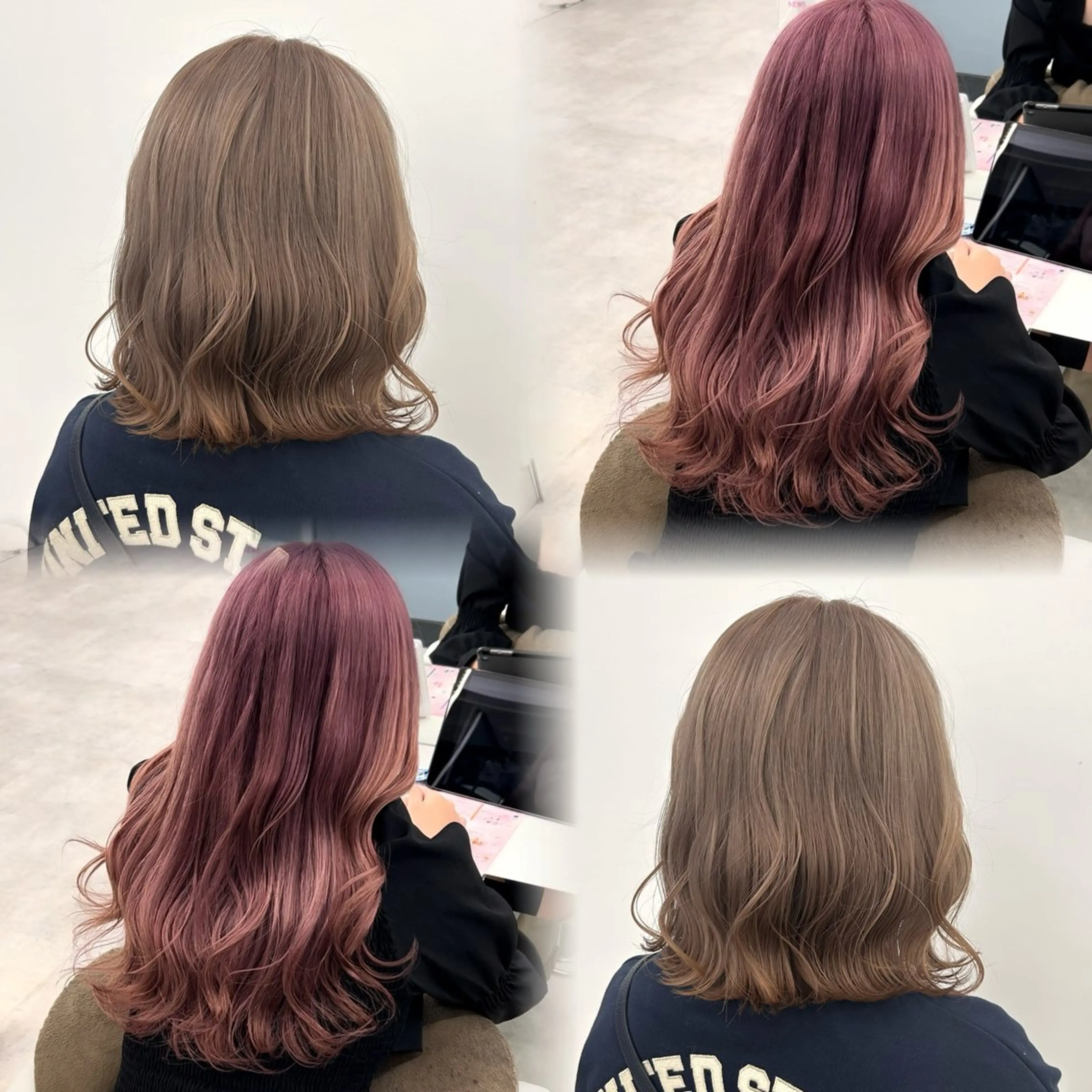 セミロング カラー ベージュカラー ブリーチ ミルクティーベージュ ピンクカラー ピンクベージュ ヘアカラー トリートメント ハイトーン/艶髪/ メンズパーマ/莉駒のヘアスタイル