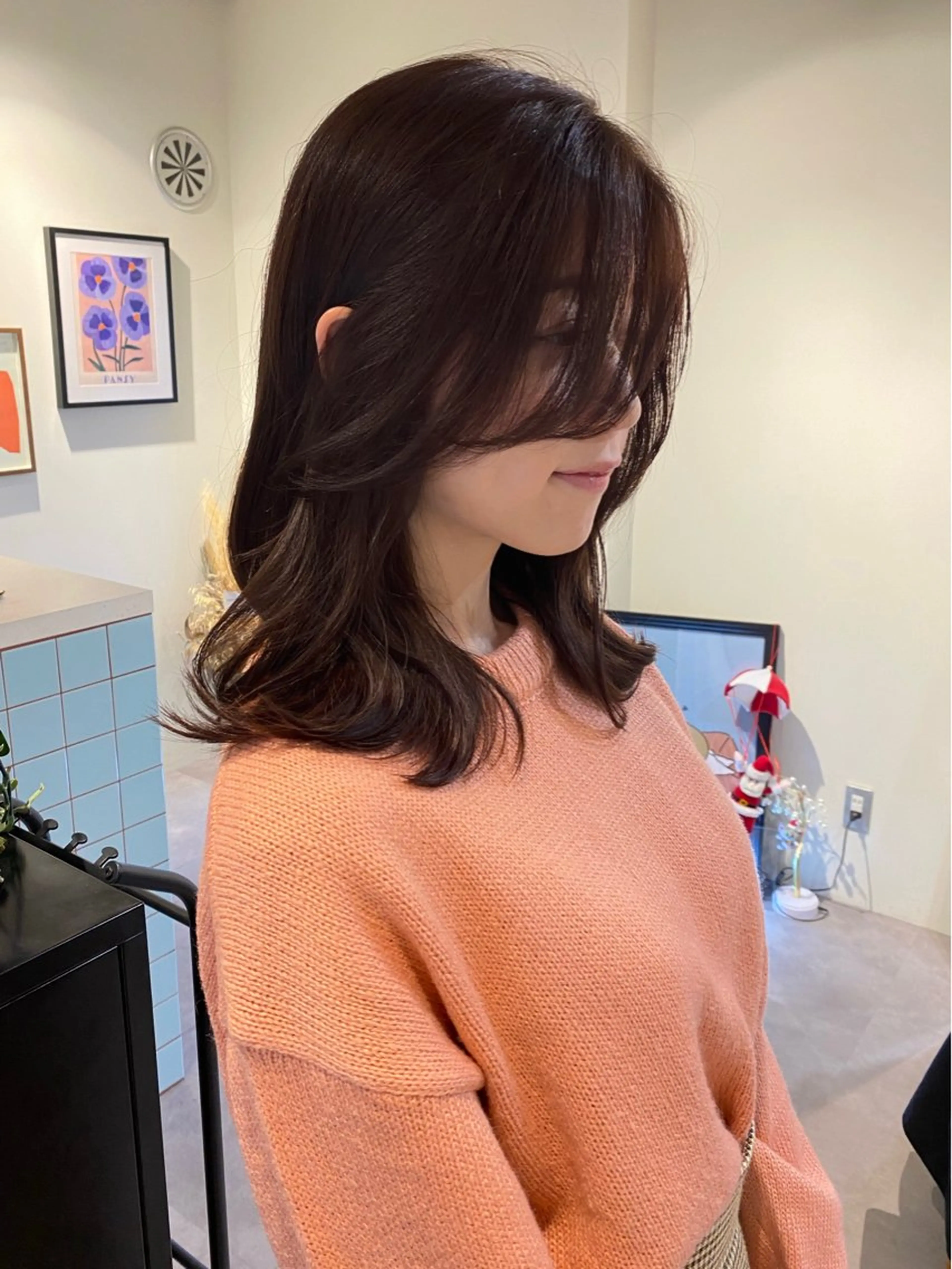 セミロング カラー 当日予約大歓迎💗 依田瑞希のヘアスタイル