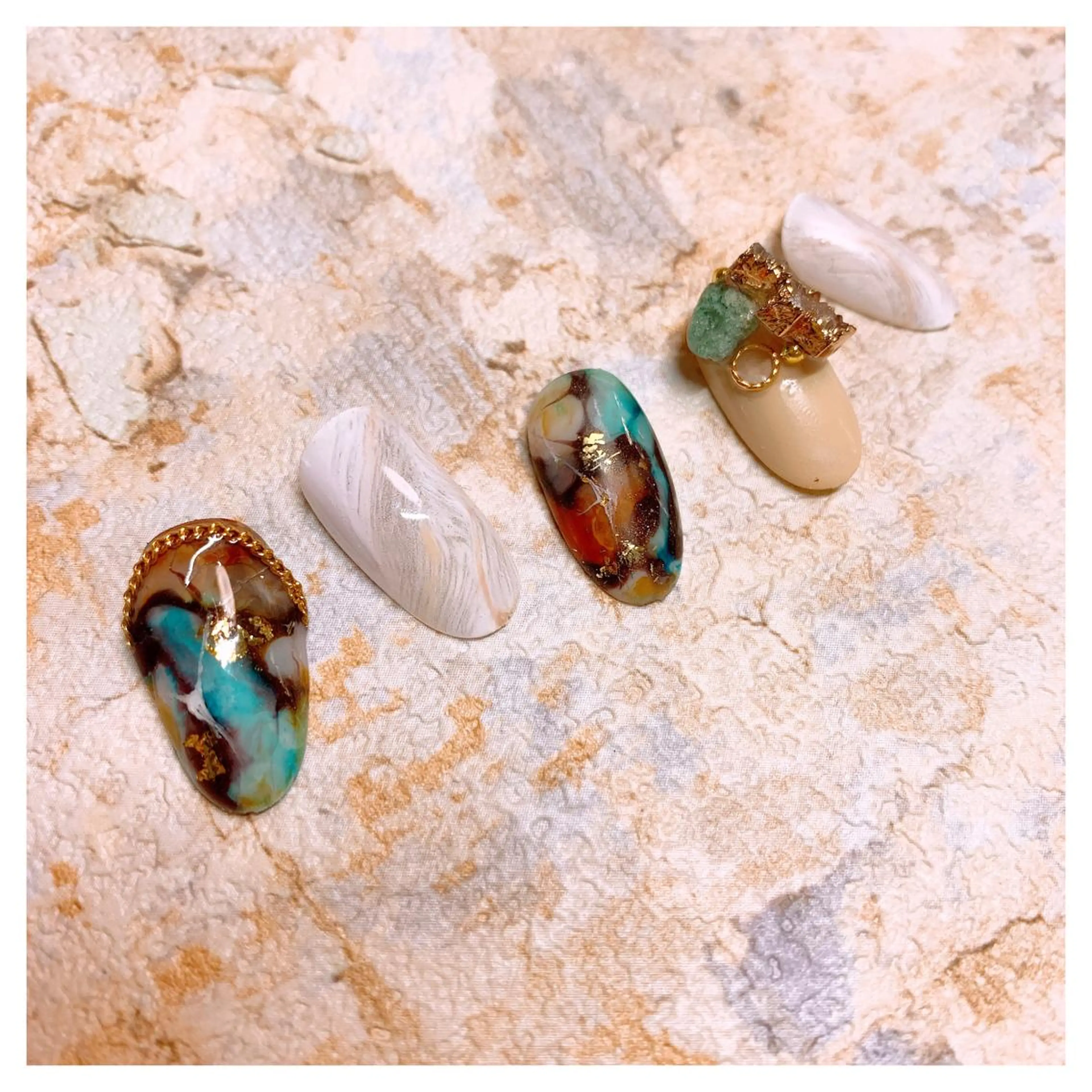 ネイル ブルー ブラウン Nail salon Rilaのネイルデザイン