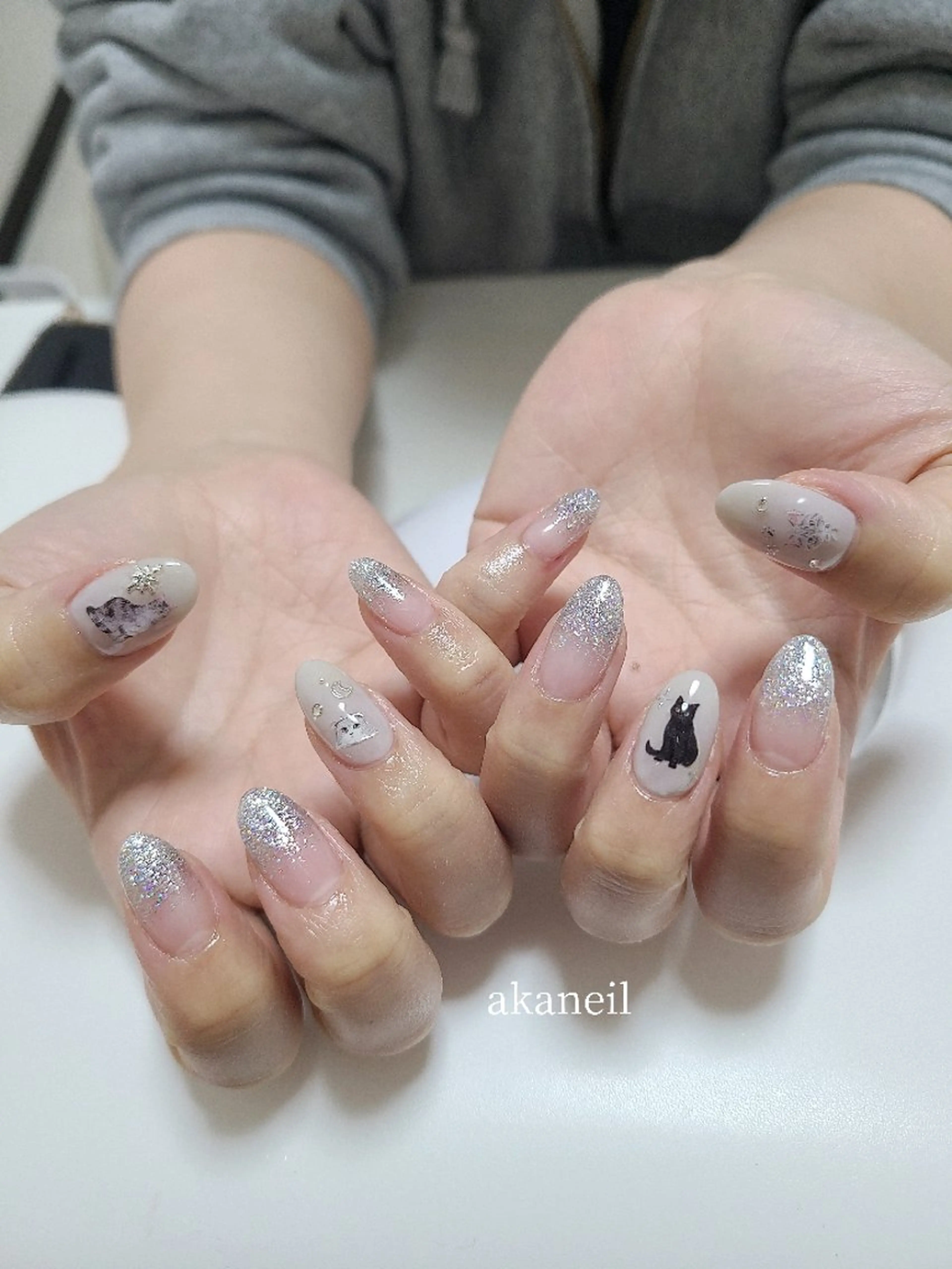 ネイル グラデーション ラメ(グリッター) ラメグラデーション 持ち込み ハンドネイル 【akaneils】 アカネのネイルデザイン