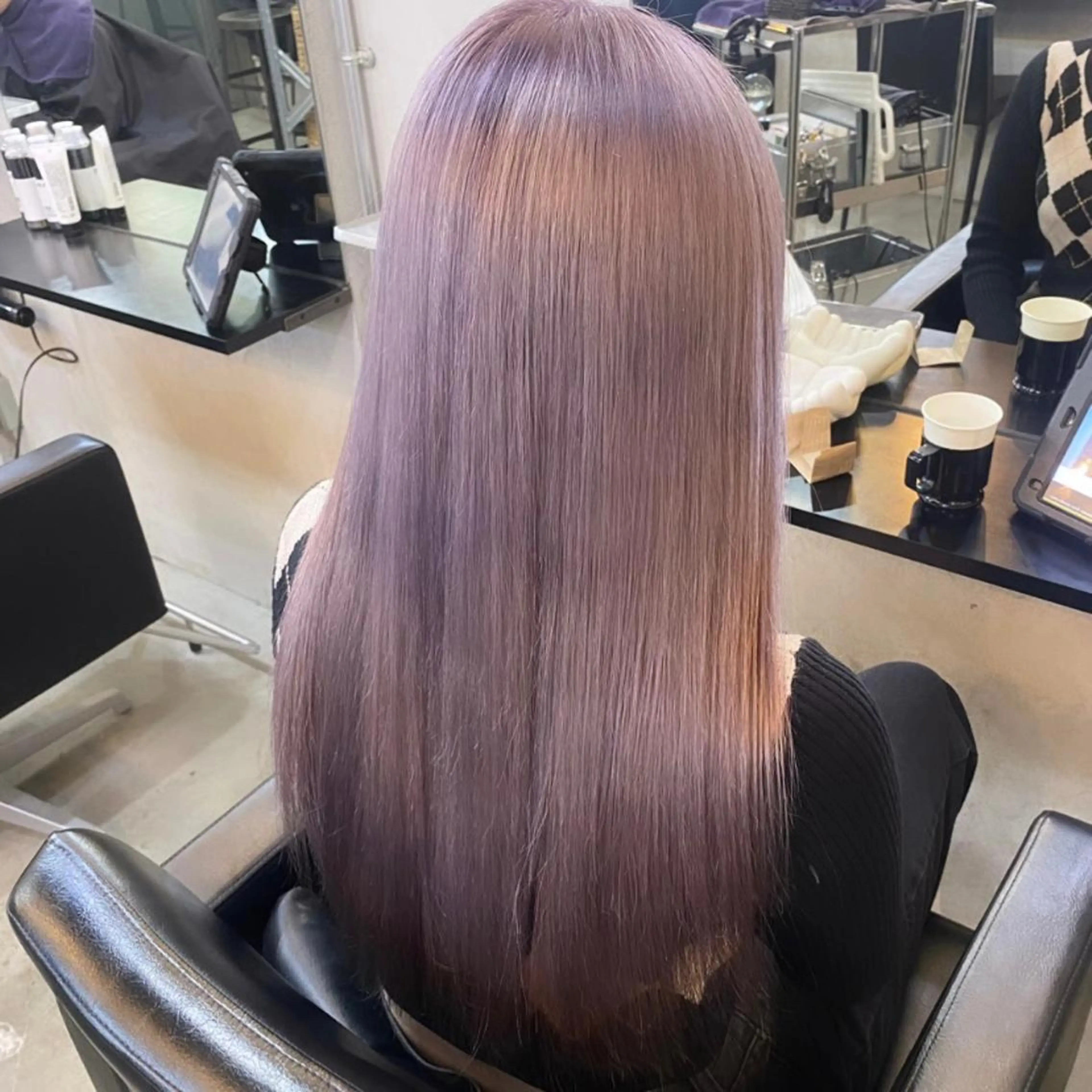 ロング カラー アッシュ ベージュカラー 黒髪 ブルーカラー ブルーブラック 透明感/韓国風 🤍mito🤍のヘアスタイル