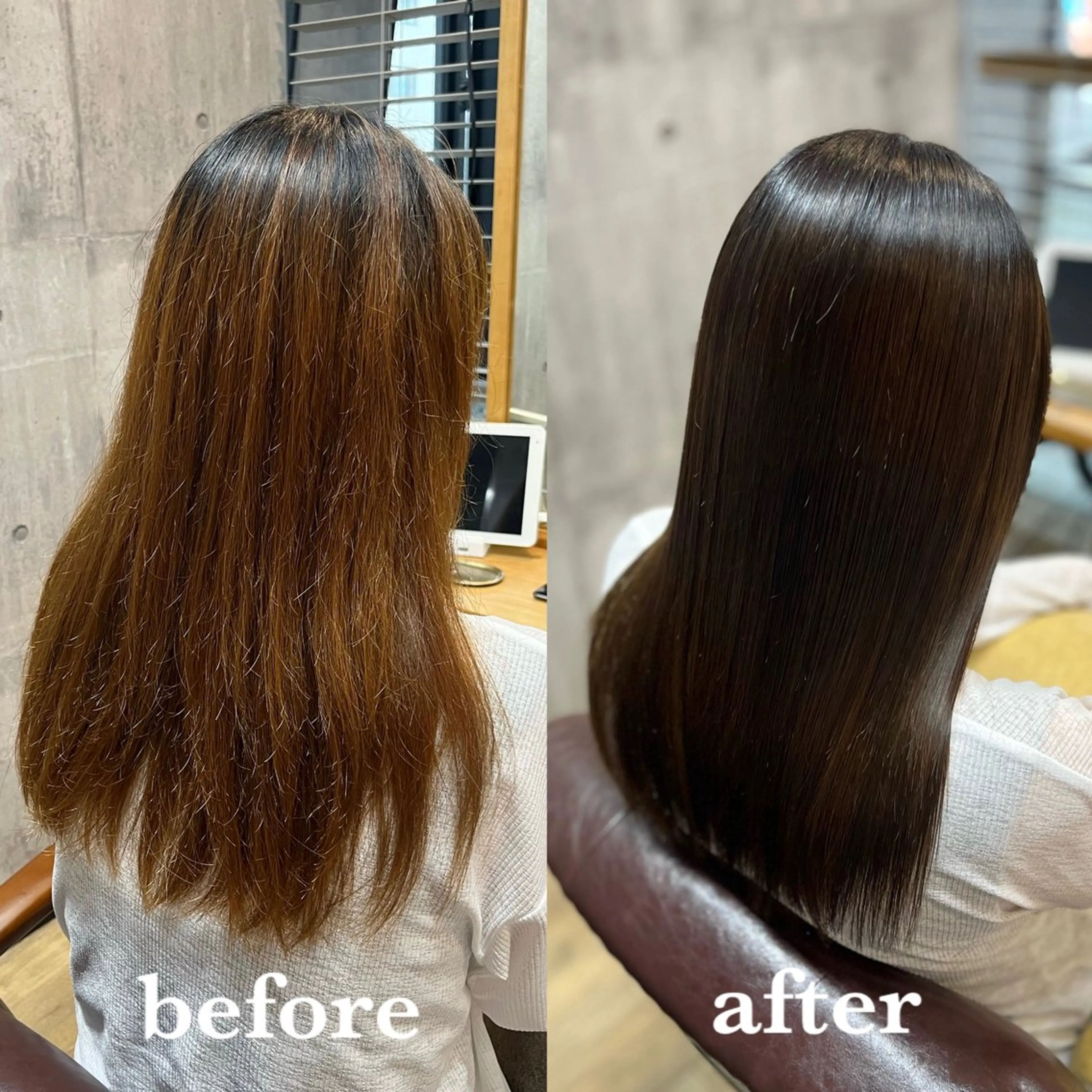 セミロング カット ヘアカラー 縮毛矯正 トリートメント 艶髪🌈ムラカミ サキのヘアスタイル