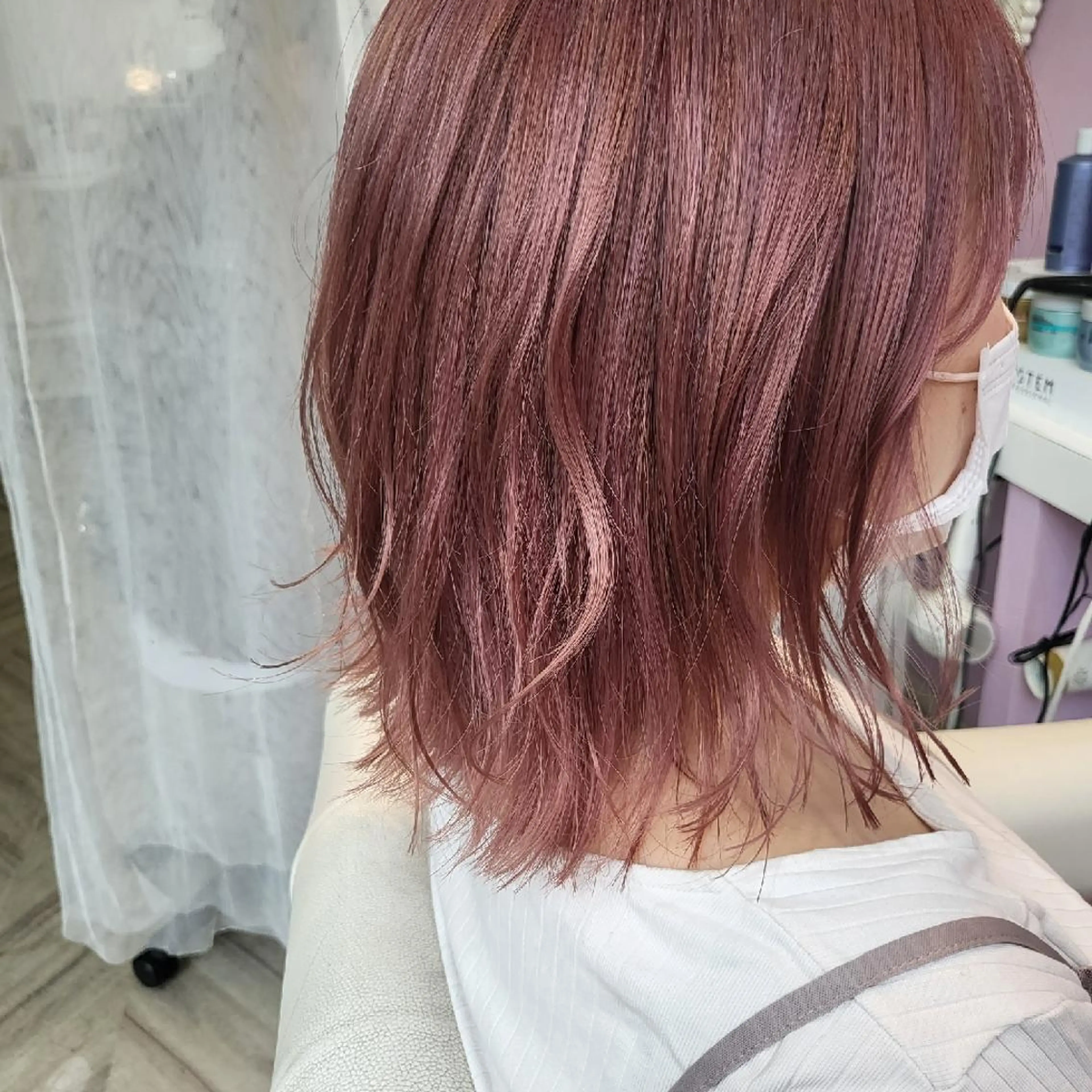 ミディアム カラー ヘアアレンジ ピンクカラー ナカシマ  アユミのヘアスタイル