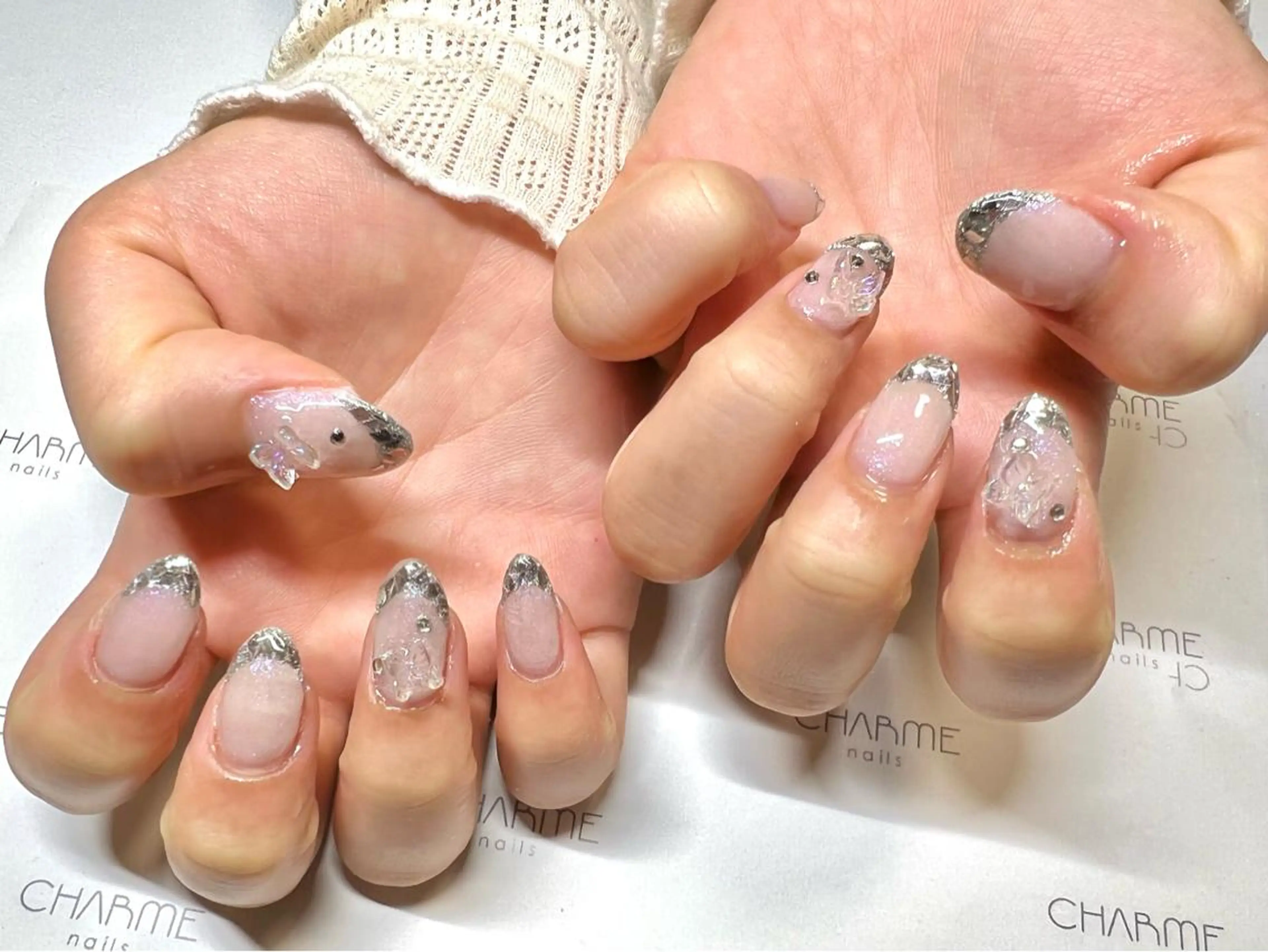 ネイル フレンチネイル ガラスフレンチ ハンドネイル CHARME 〔RINA〕のネイルデザイン