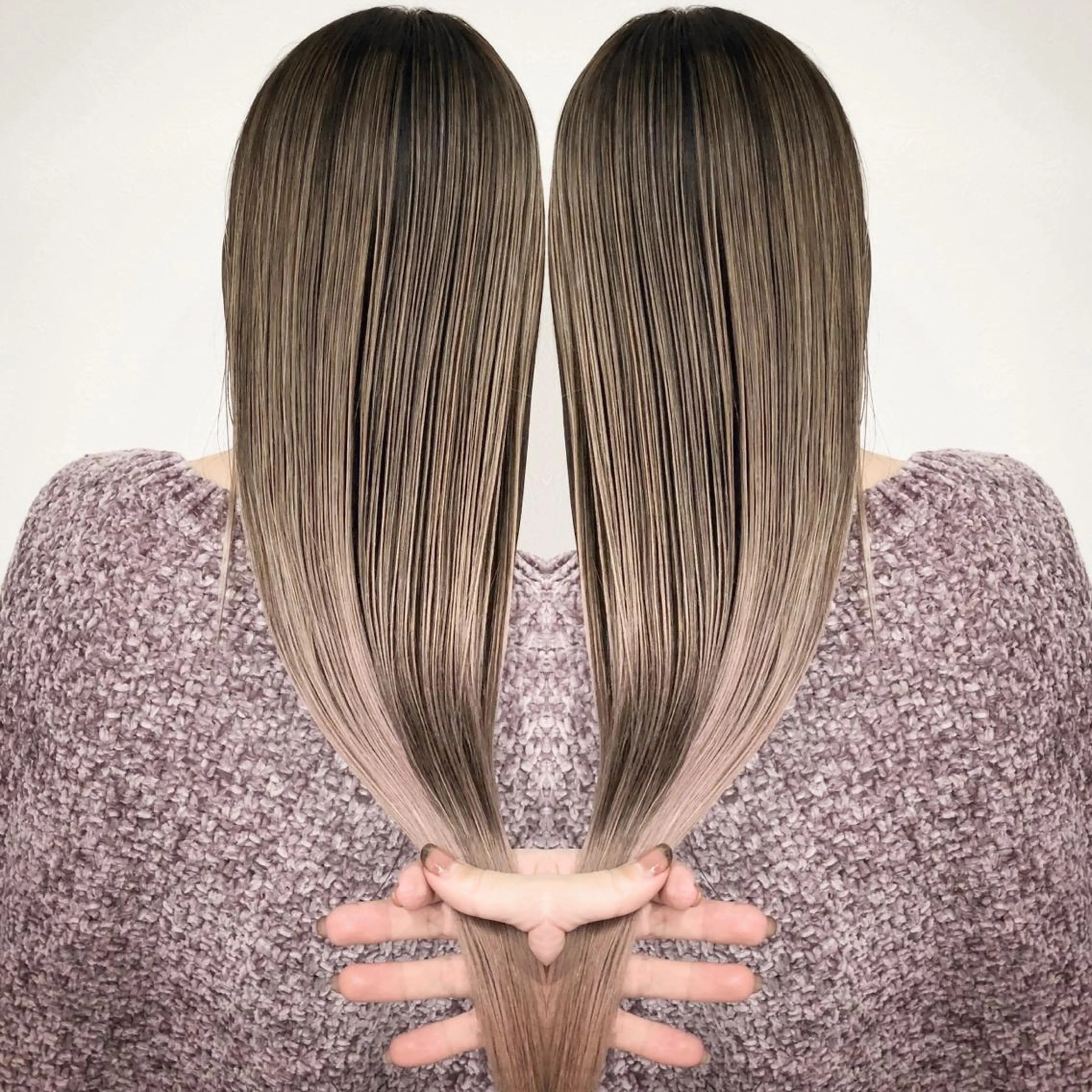 ロング カラー バレイヤージュ デザインカラー ハイライトカラー 外国人風カラー ハイライト アンドウ ユウ/ レイヤーカット/韓国のヘアスタイル