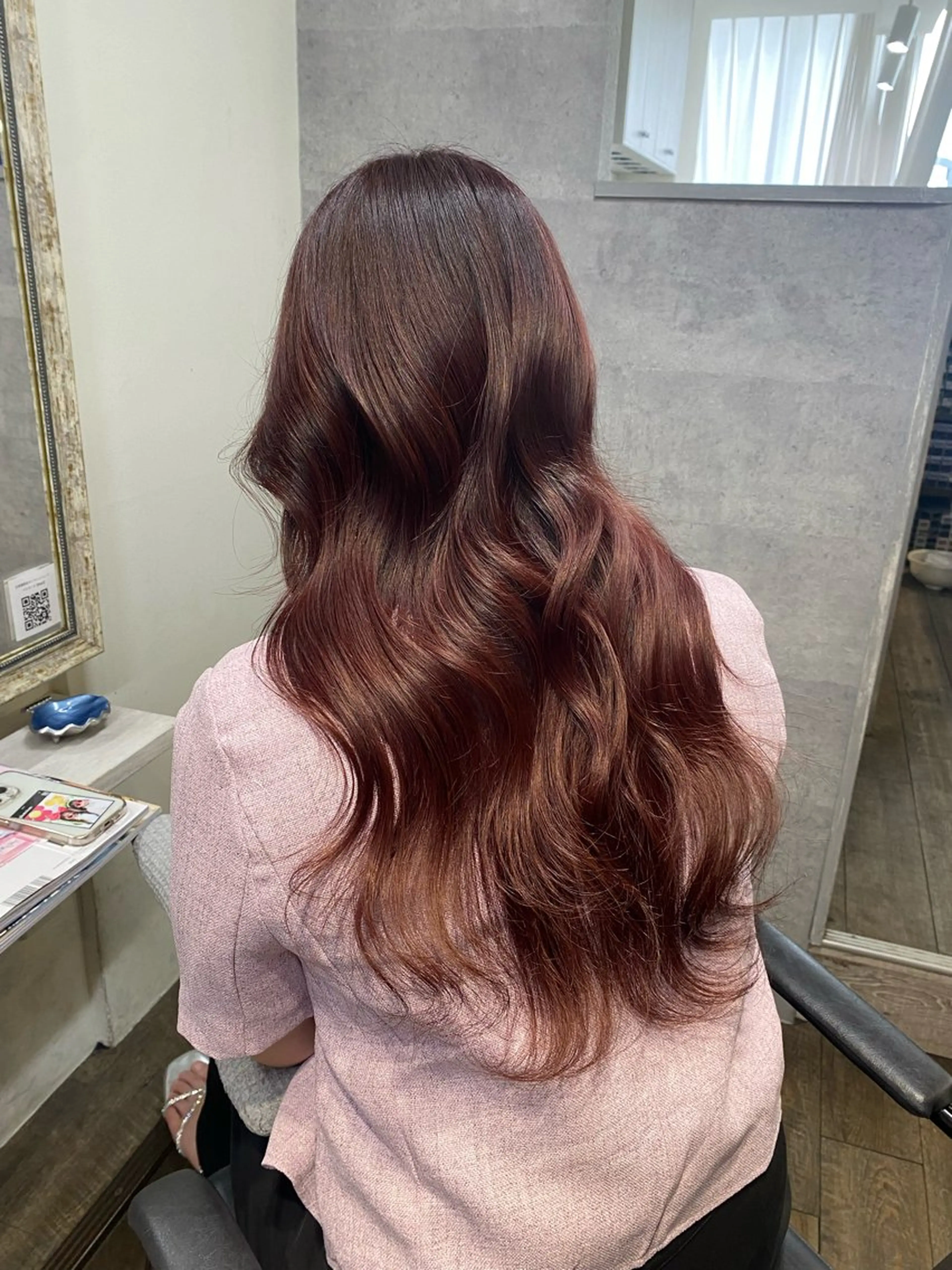 ロング カラー レッドカラー Rena/大阪美容室 /ワンホンヘアのヘアスタイル