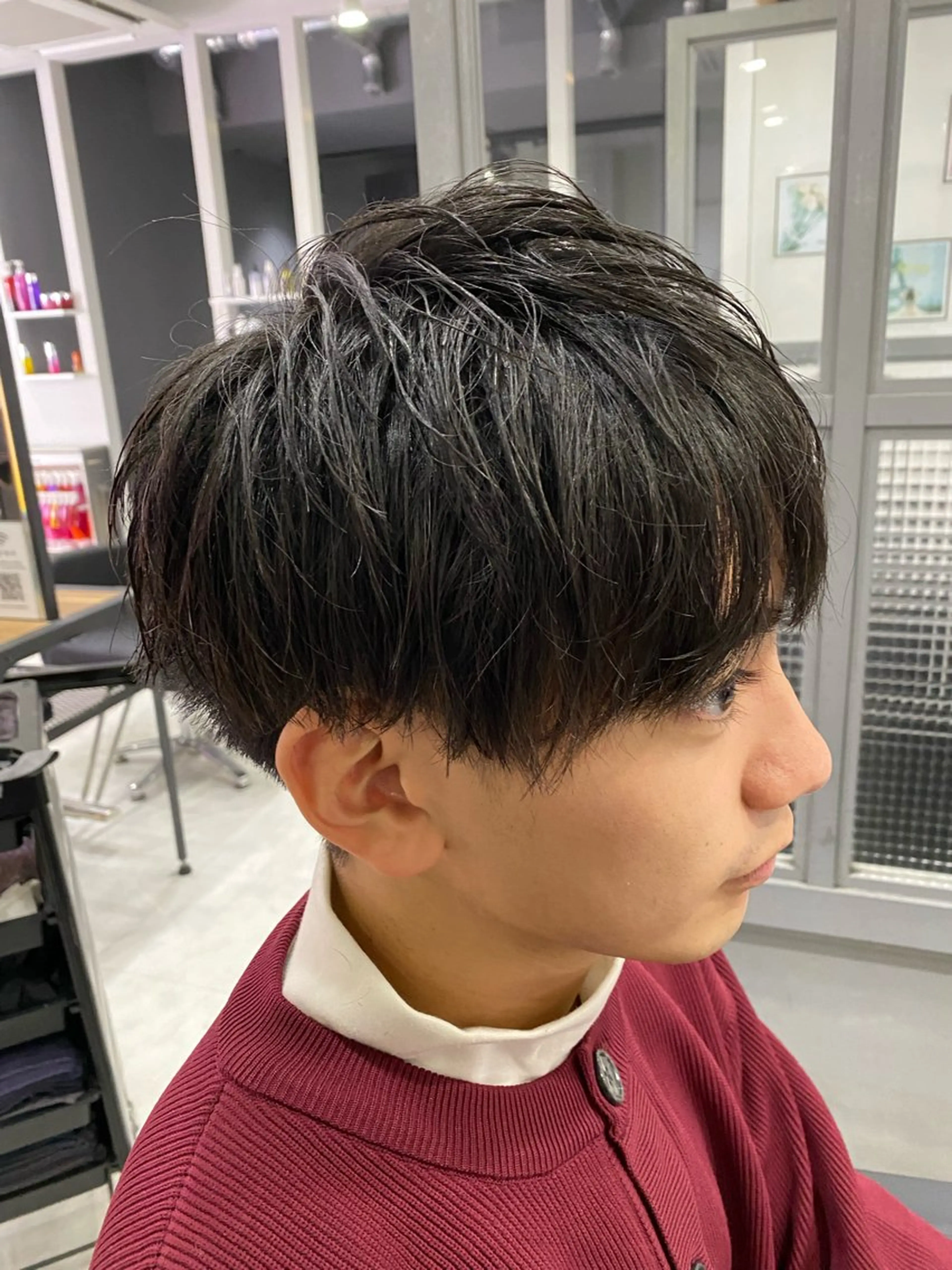 ミディアム メンズ カット 🟣メンズパーマ 川端 永遠🟣のヘアスタイル