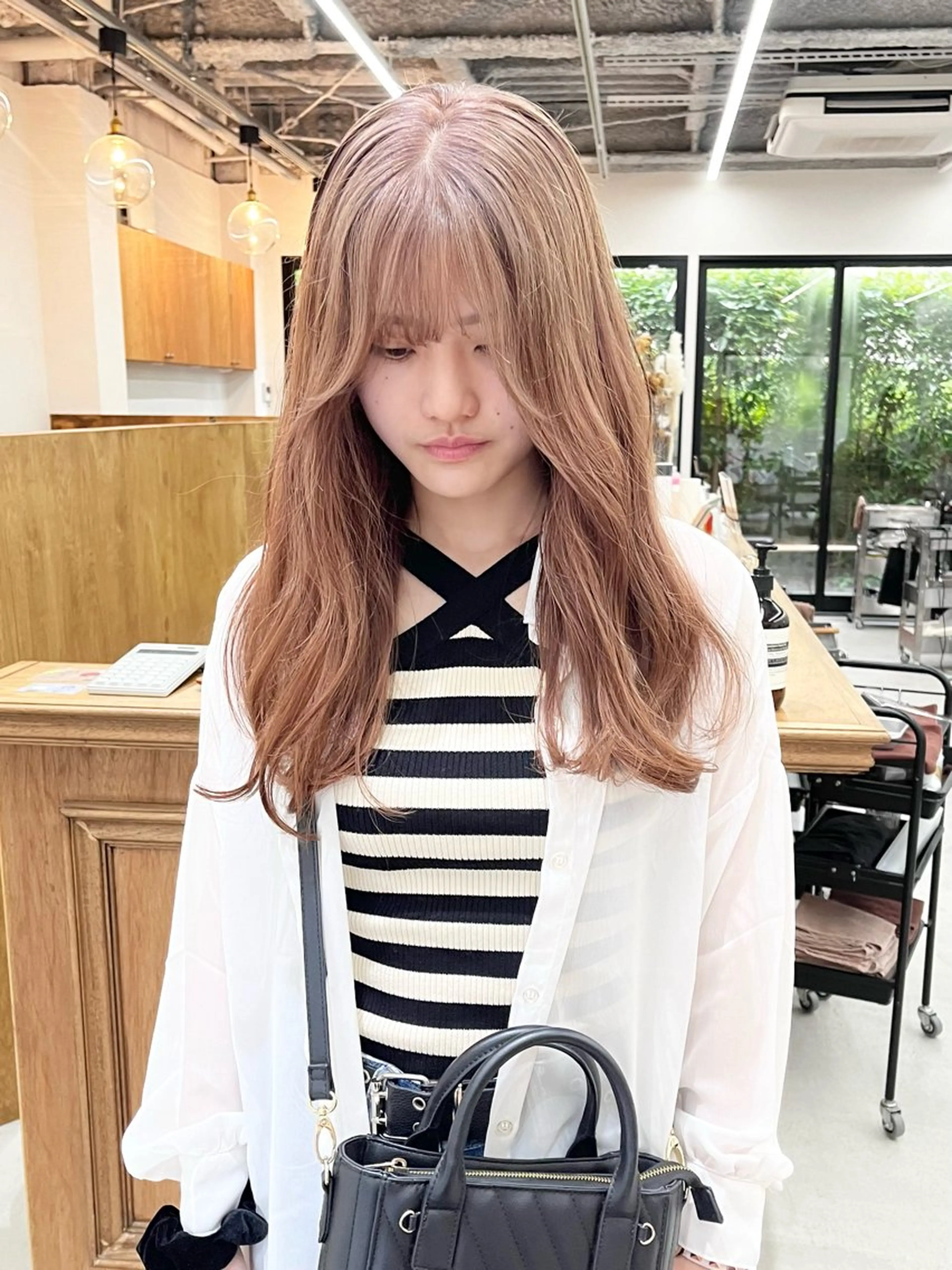 ロング カラー ヘアアレンジ ブリーチ ヘアカラー トリートメント ena/ブリーチなし 暖色・ベージュ🎀のヘアスタイル