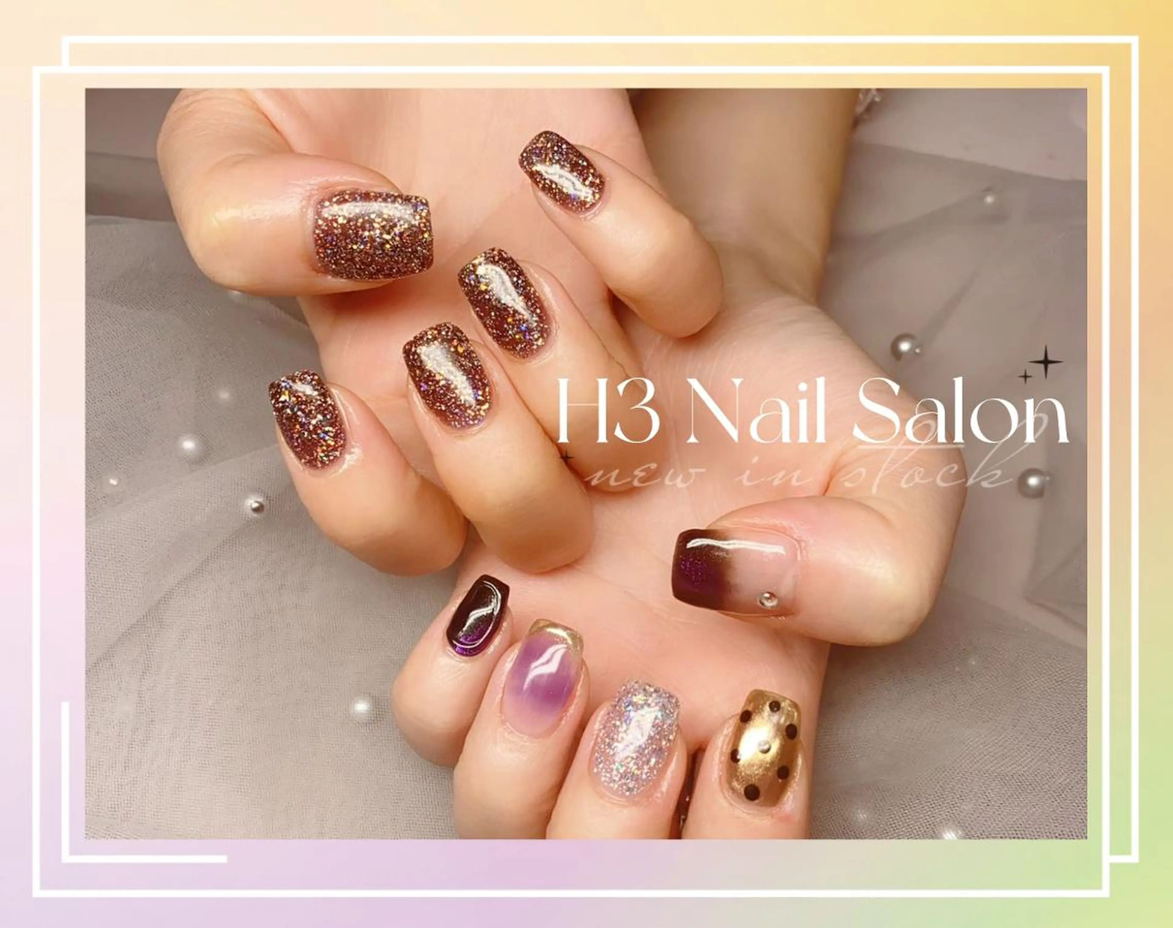 ミディアム Dione Nail 長さだし モデル募集のネイルデザイン