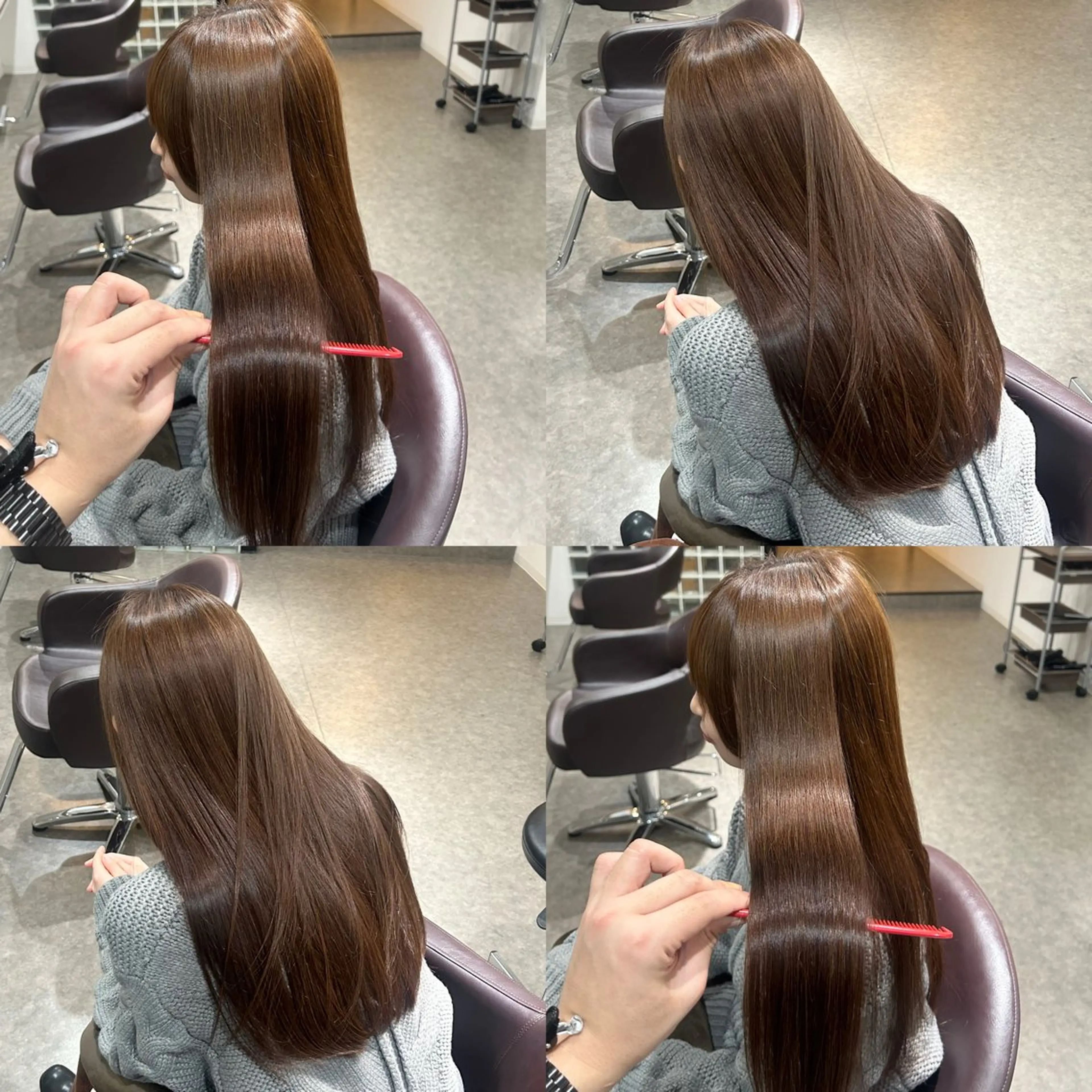 ロング 縮毛矯正 トリートメント タナカ レイヤのヘアスタイル