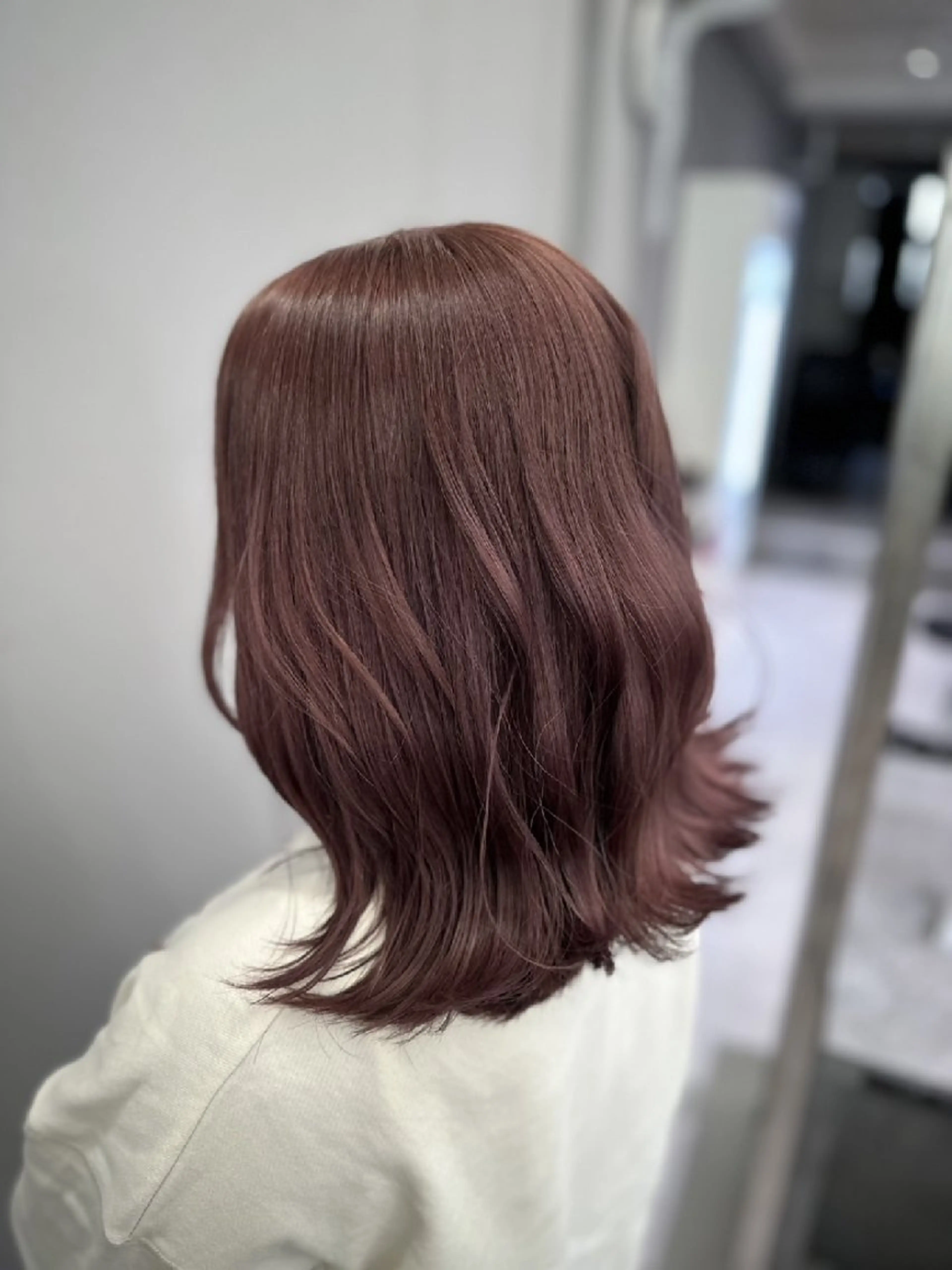 ミディアム カラー ラベンダーカラー ピンクカラー ピンクラベンダー ヘアカラー ate.心斎橋 髪質改善のヘアスタイル