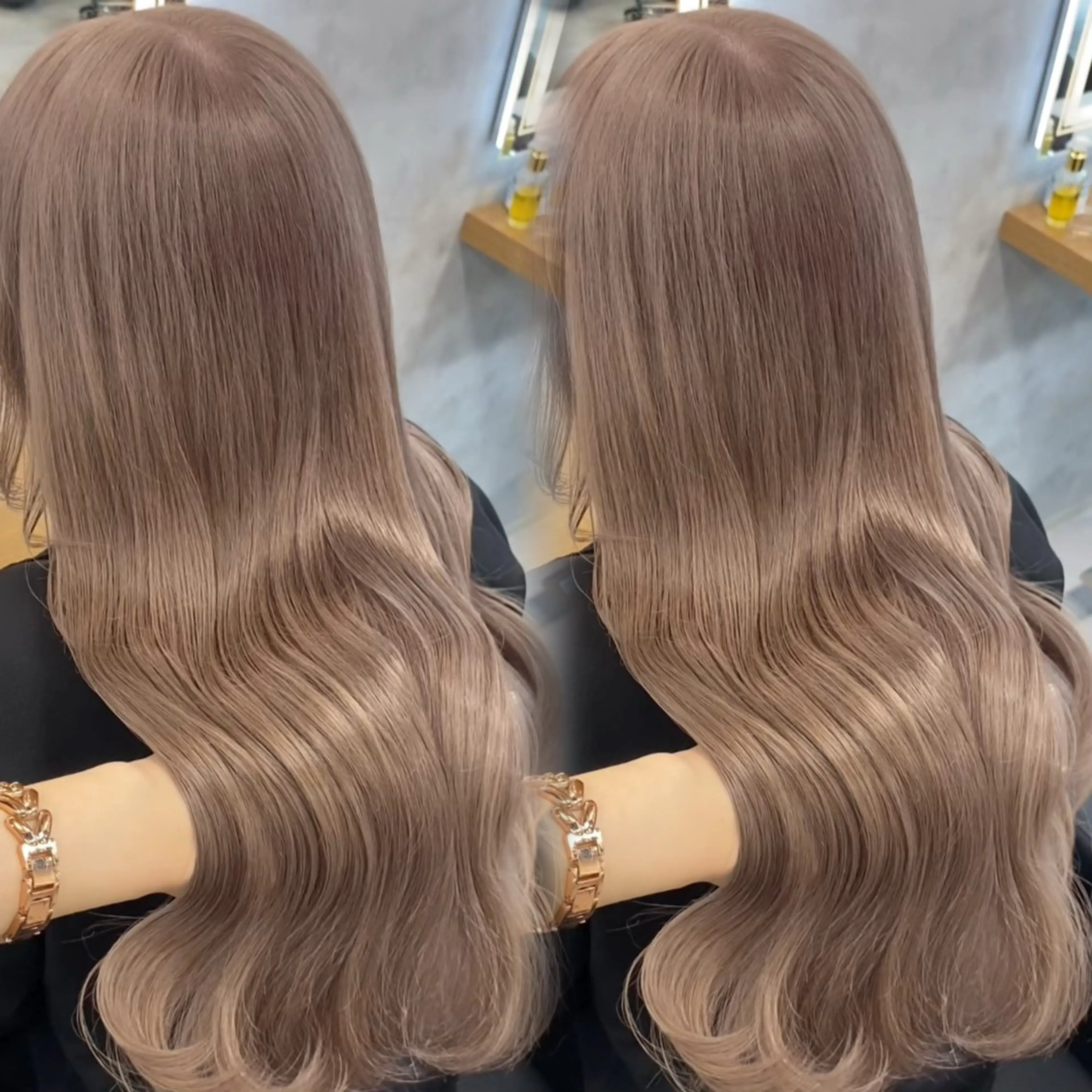 ロング カラー ベージュカラー ヘアカラー トリートメント ヘッドスパ ヘアセット ワンホン韓国ヘア 🤍MINORIのヘアスタイル