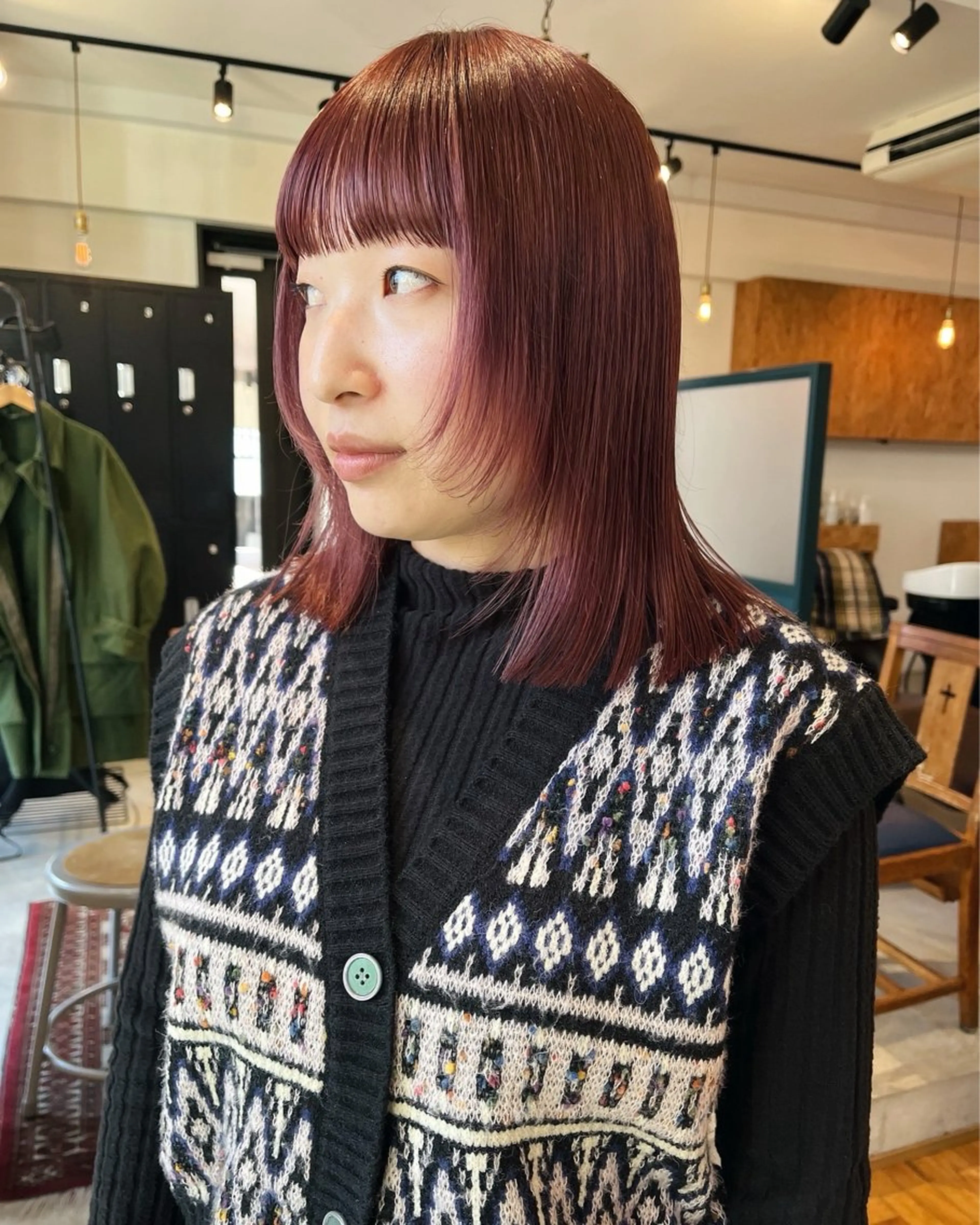 ミディアム カラー 暖色カラー 🌼クニトウメイのヘアスタイル