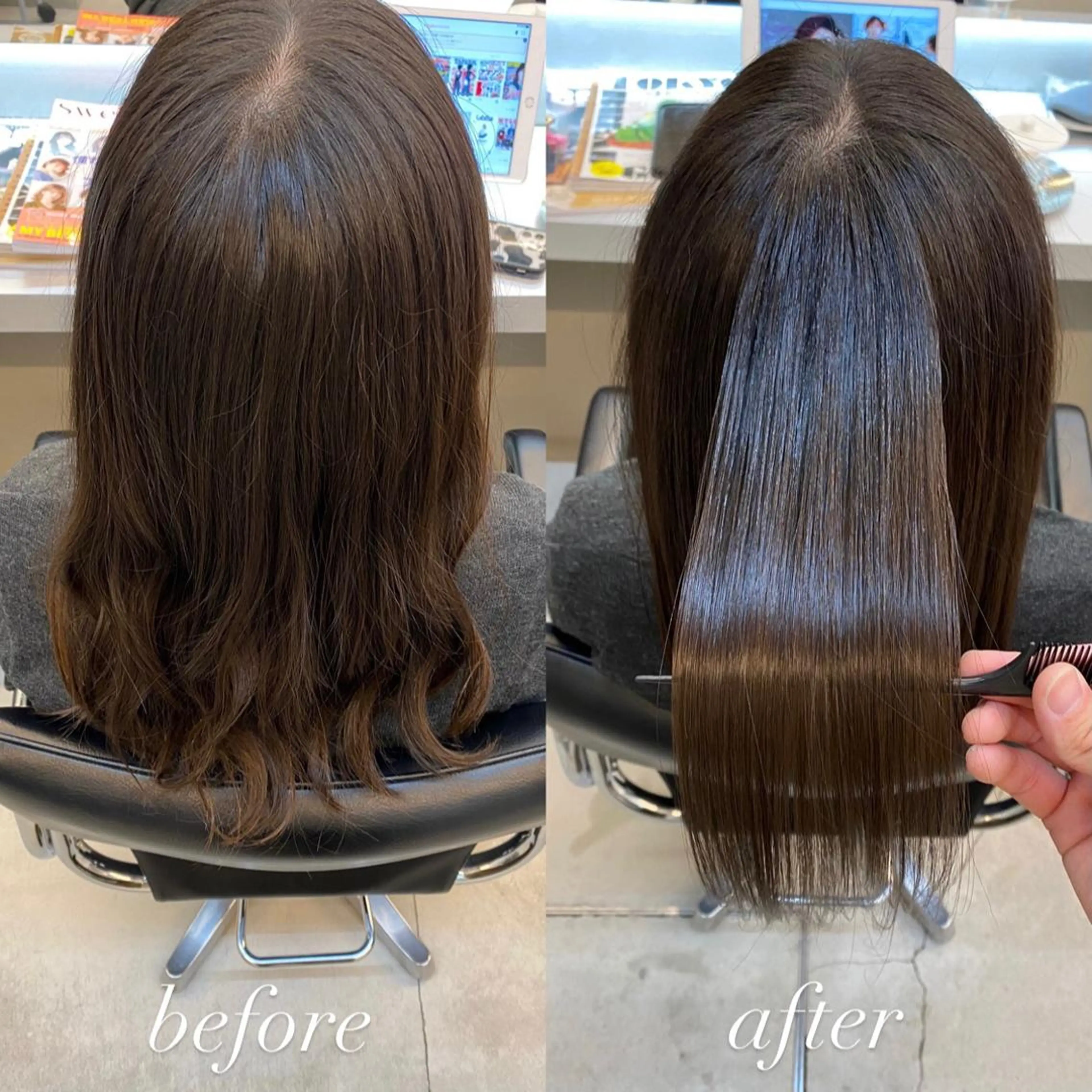 セミロング 髪質改善 トリートメント カット トリートメント 透明感・ハイトーン・ 艶カラー/若林のヘアスタイル