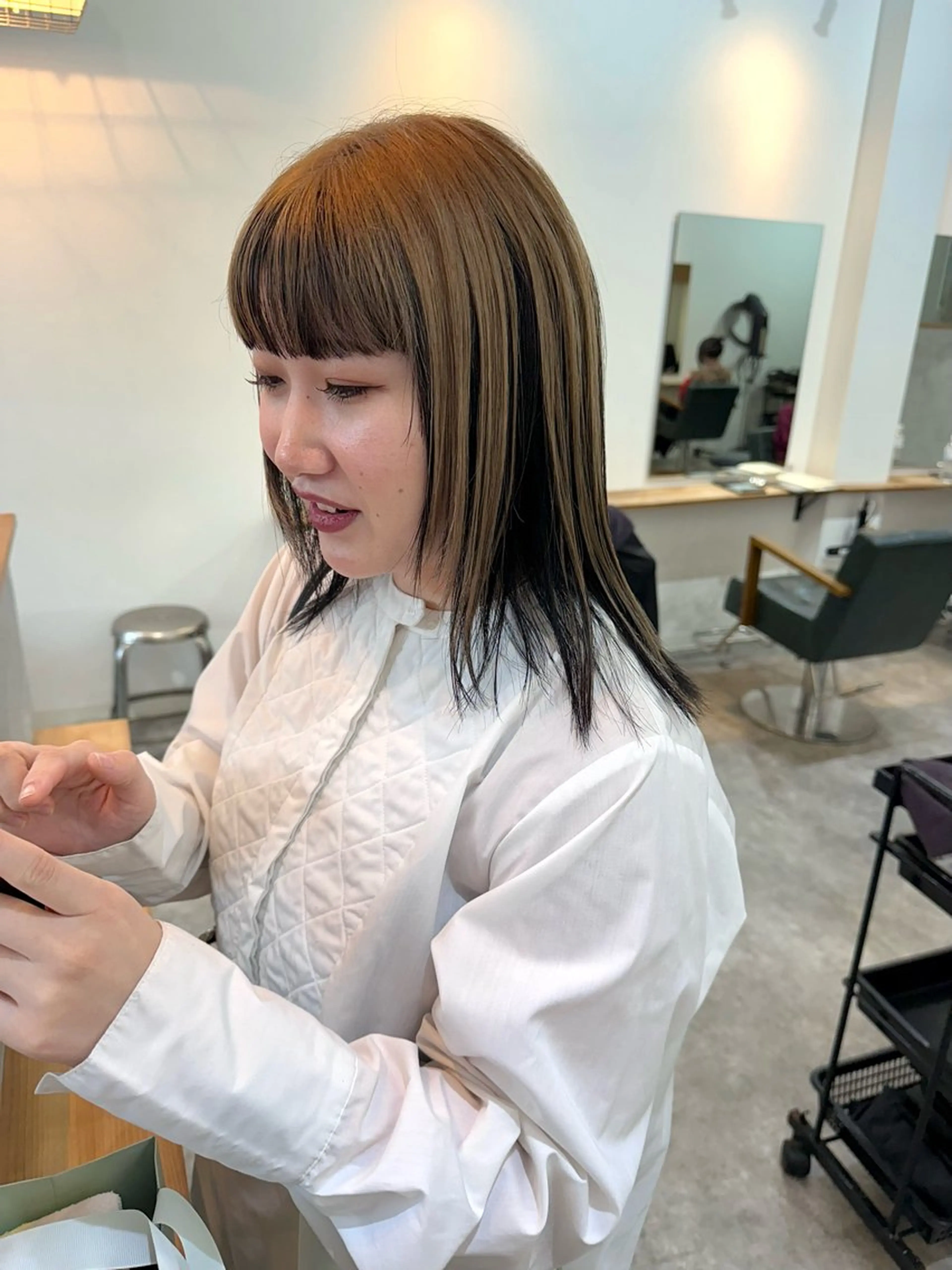 ミディアム カラー ベージュカラー ブリーチ カット ヘアカラー トリートメント パーマ/透明感カラー /ボブ/吉田一生のヘアスタイル