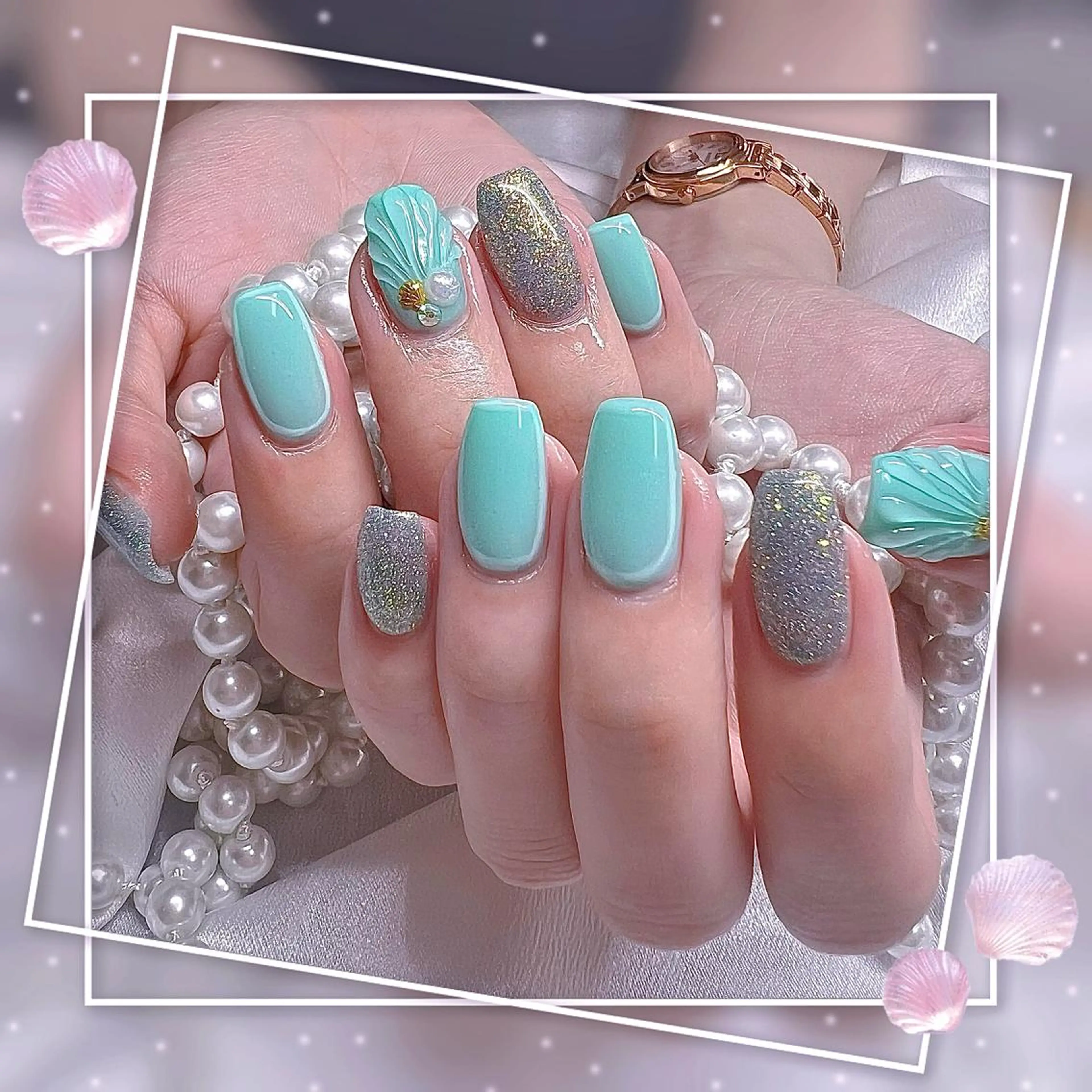 ネイル フレンチネイル キラキラネイル 韓国ネイル マグネットネイル マグネットフレンチ ハンドネイル Chill Nailsalonのネイルデザイン