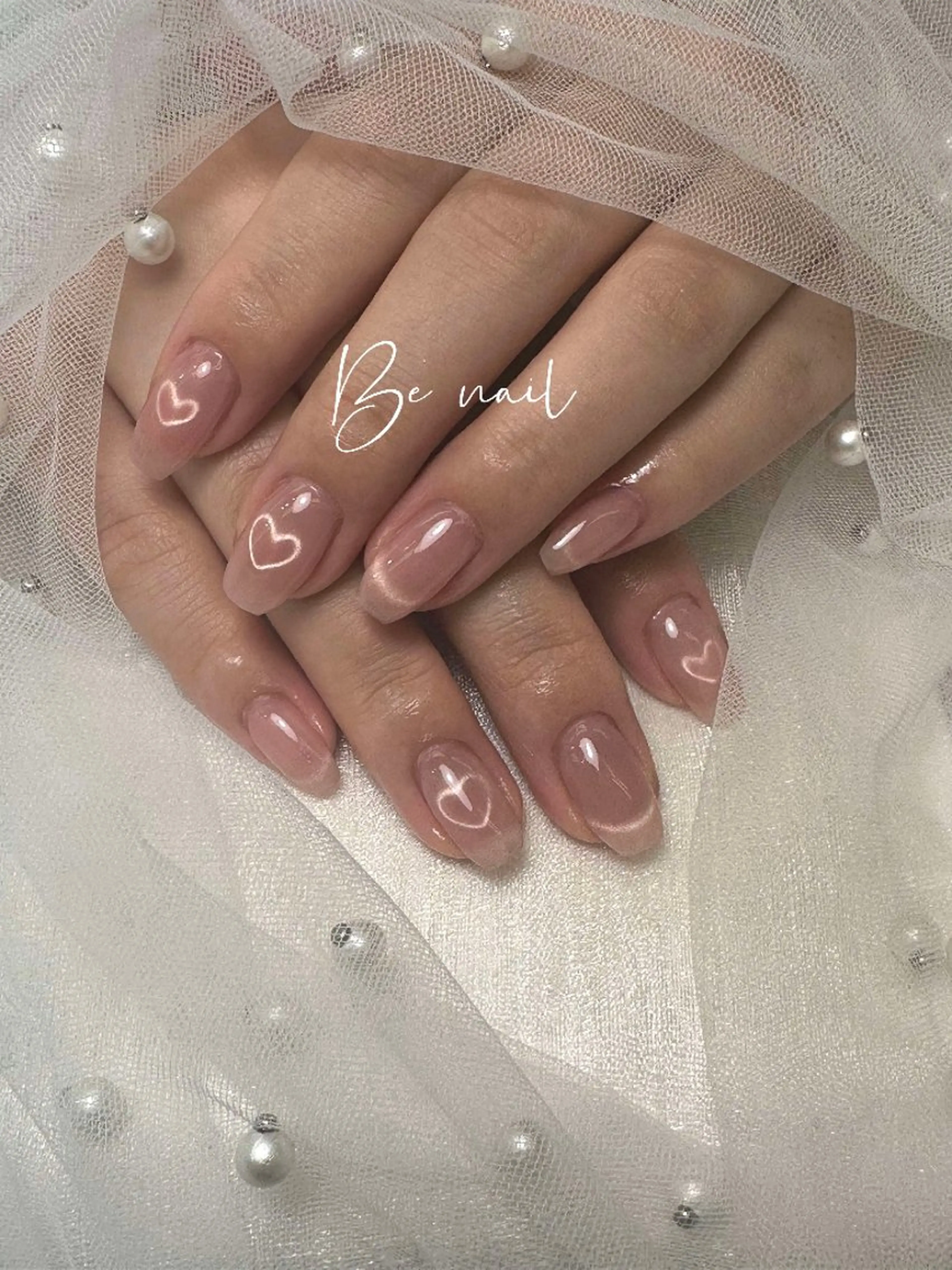 ネイル フレンチネイル ハート マグネットネイル be nail所属・BE NAIL  新松戸のネイルデザイン